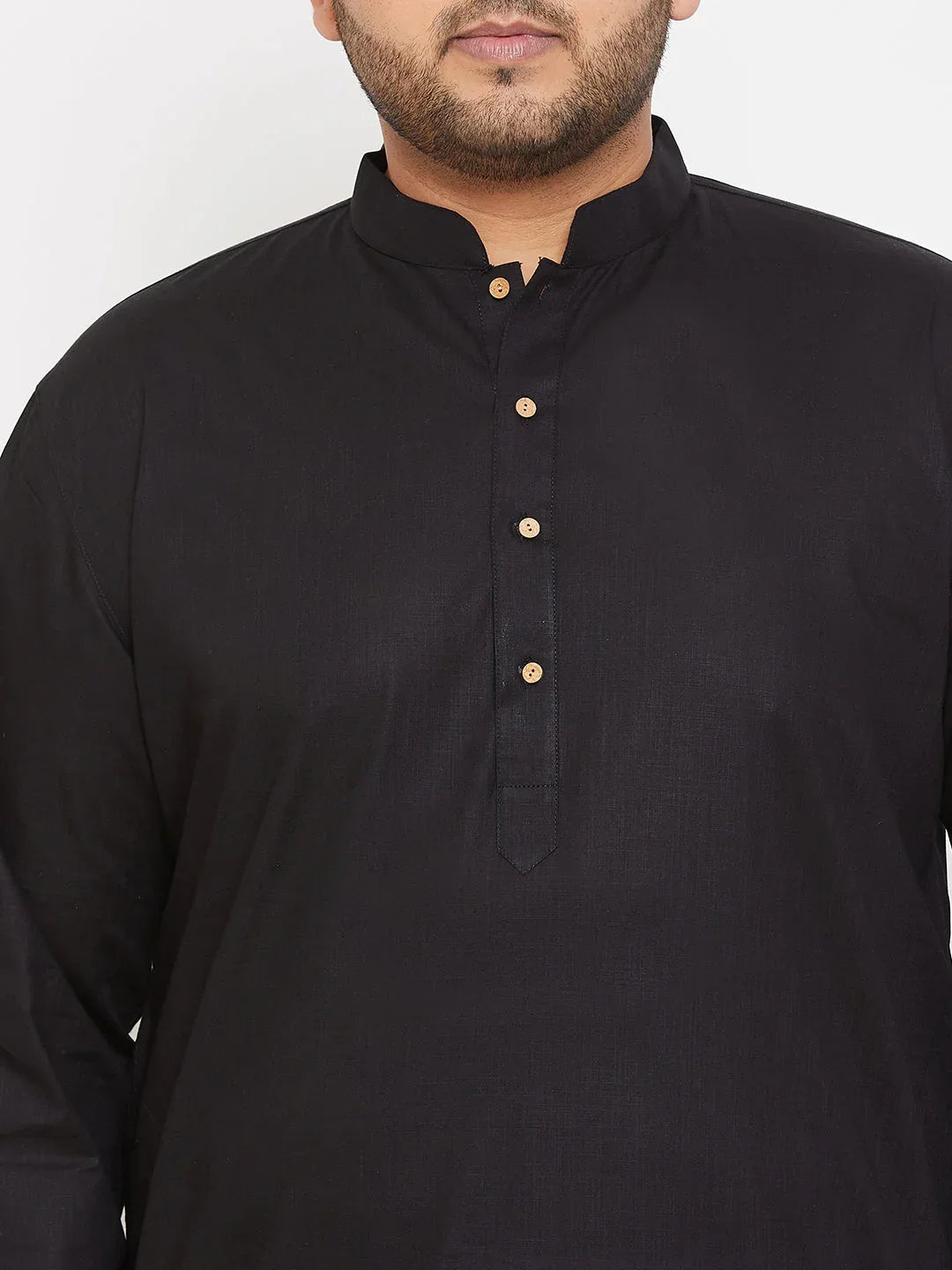 Men's Plus Size Black Cotton Kurta
