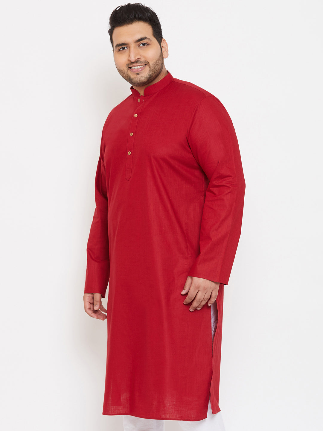 Men's Plus Size Maroon Cotton Kurta