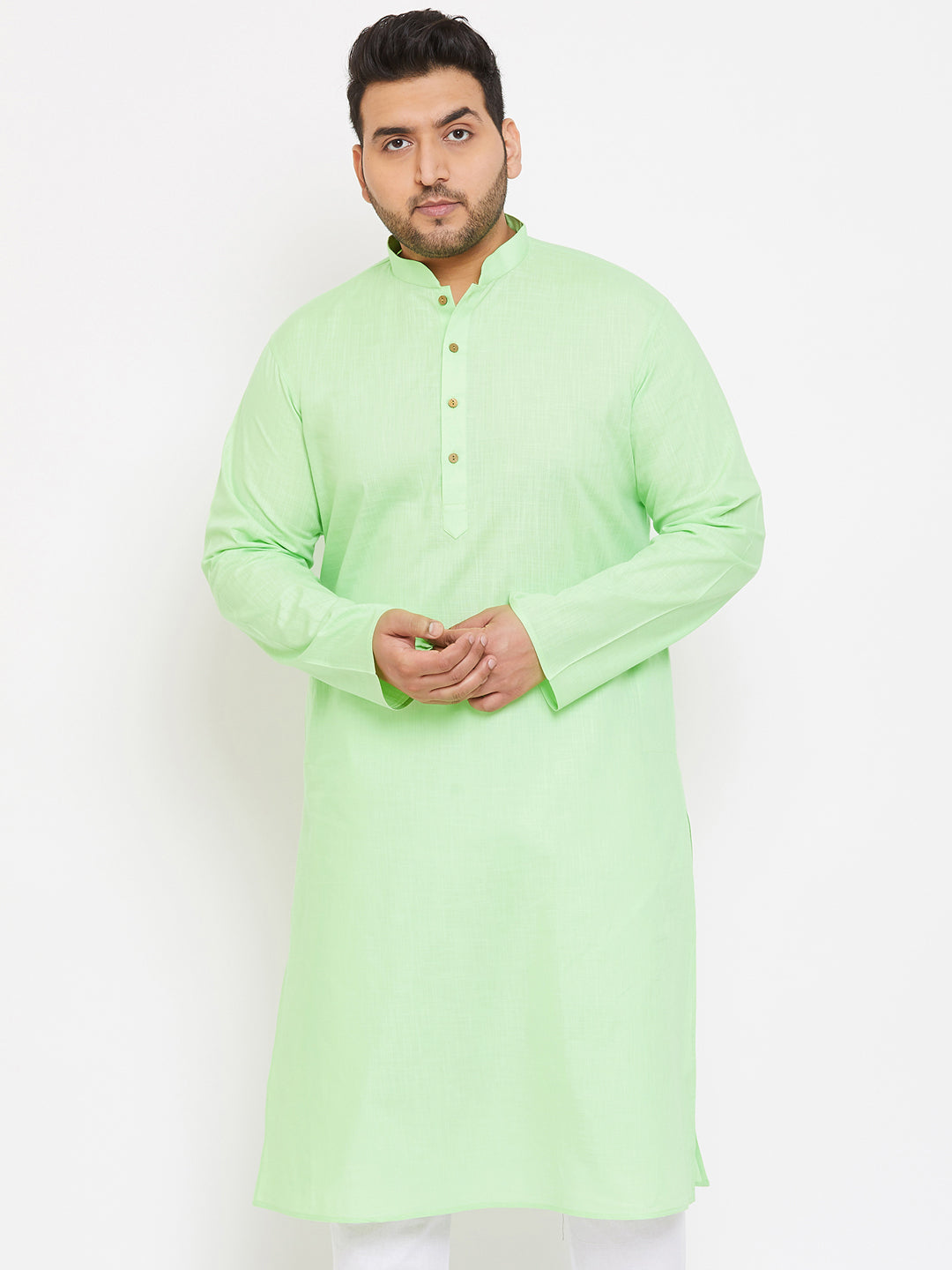 Men's Plus Size Mint Green Cotton Kurta