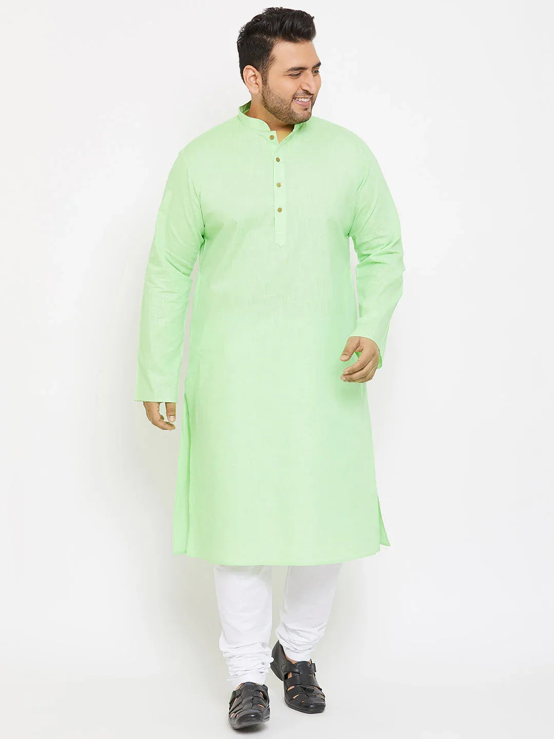 Men's Plus Size Mint Green Cotton Kurta