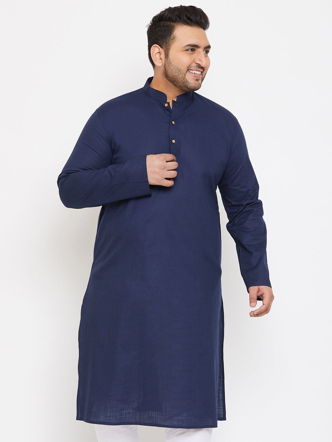 Men's Plus Size Navy Blue Cotton Kurta