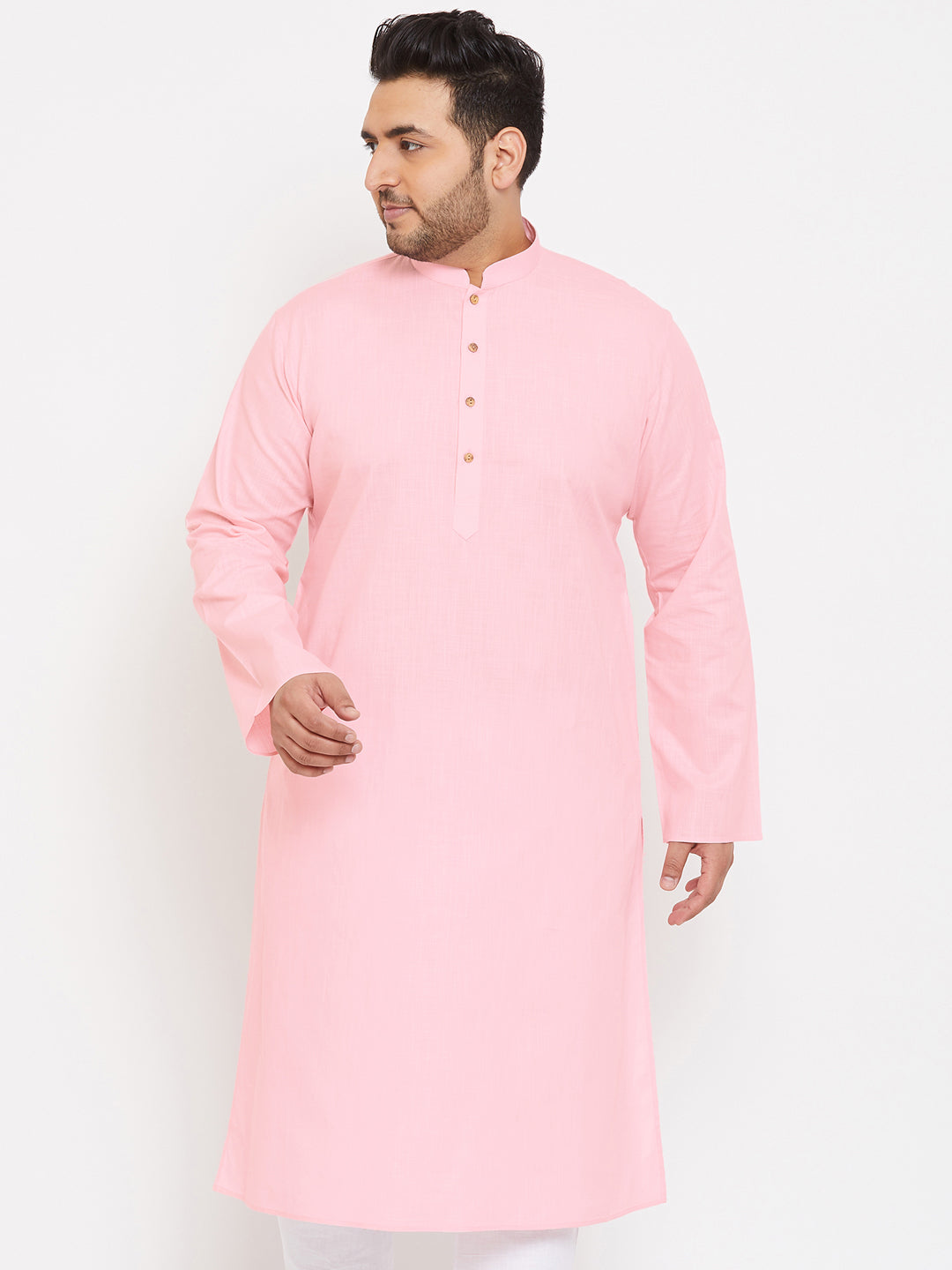 Men's Plus Size Pink Cotton Kurta