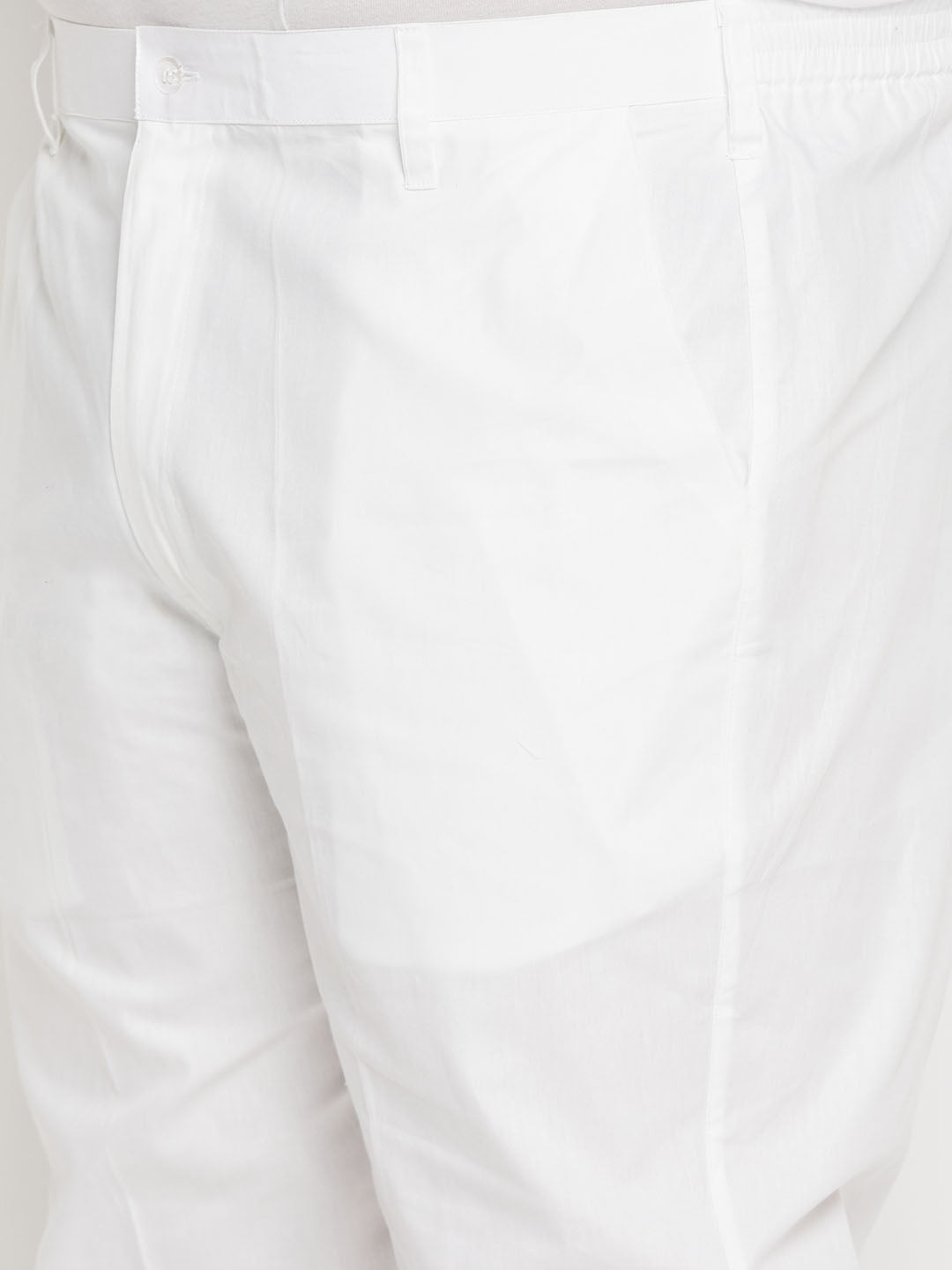 Men's Plus Size White Cotton Kurta And Cotton Pant Style Pyjama Set