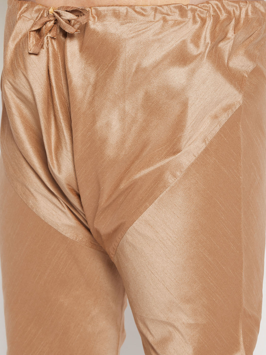 Men's Plus Size Maroon Zari Weaved Kurta Pyjama Set