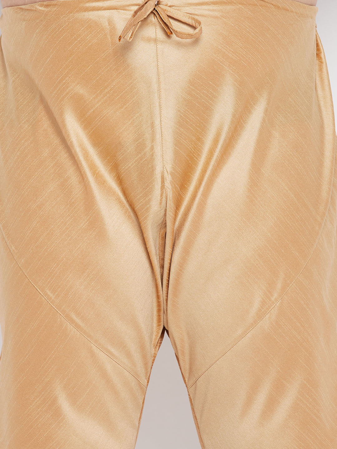 Men's Plus Size Aqua Blue Woven Kurta And Rose Gold Pyjama Set