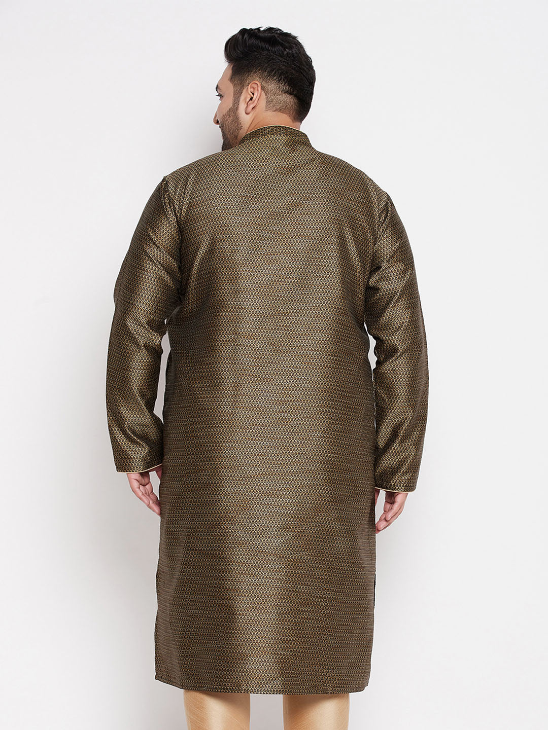 Men's Plus Size Black Woven Kurta