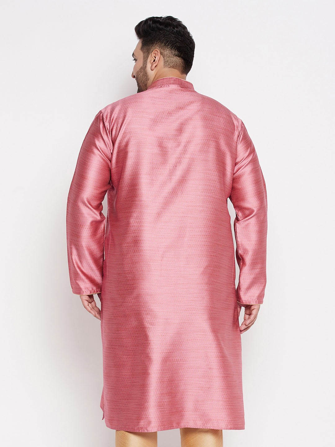 Men's Plus Size Pink Woven Kurta