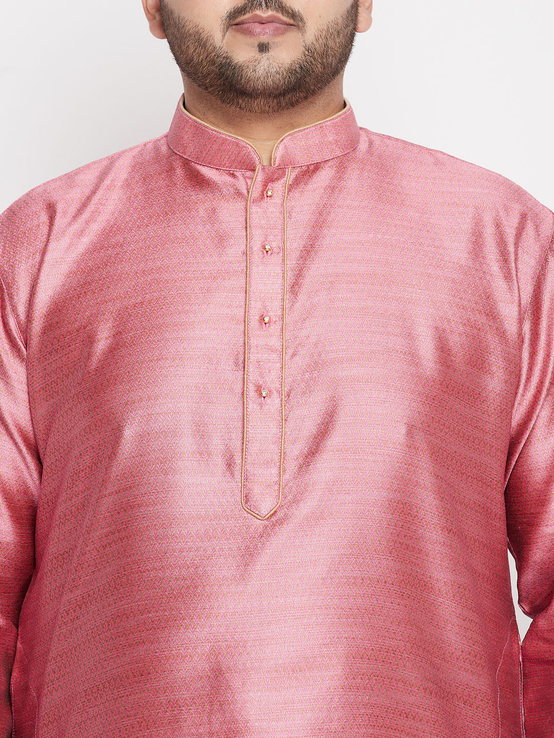 Men's Plus Size Pink Woven Kurta