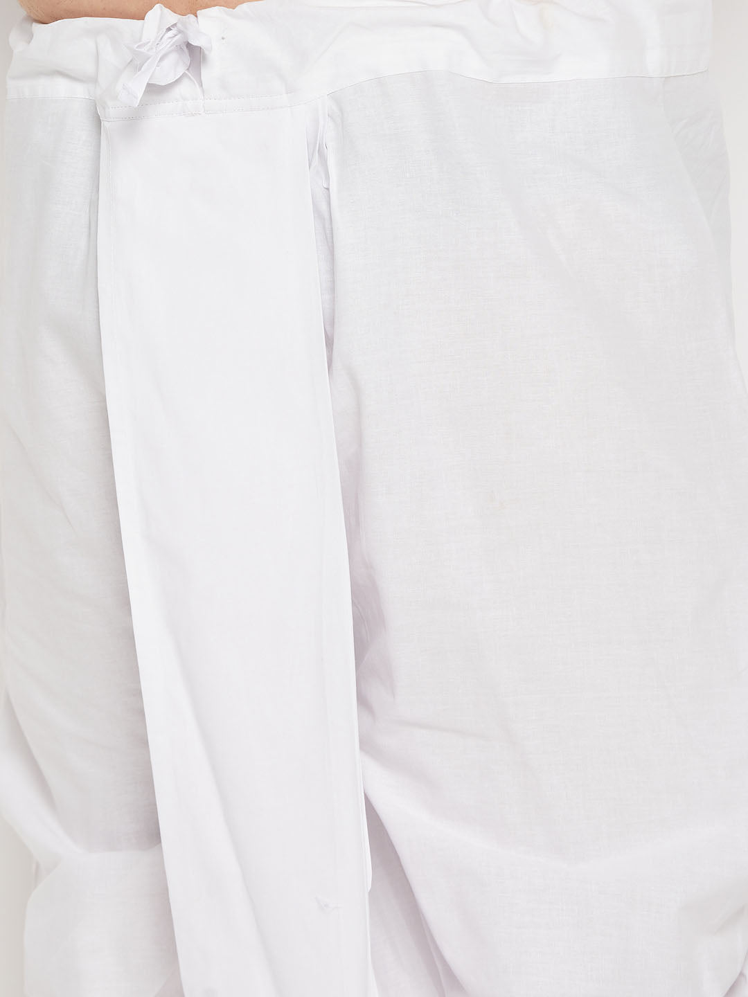 Men's Plus Size Mustard Chikankari Embroidered Kurta And White Dhoti Set