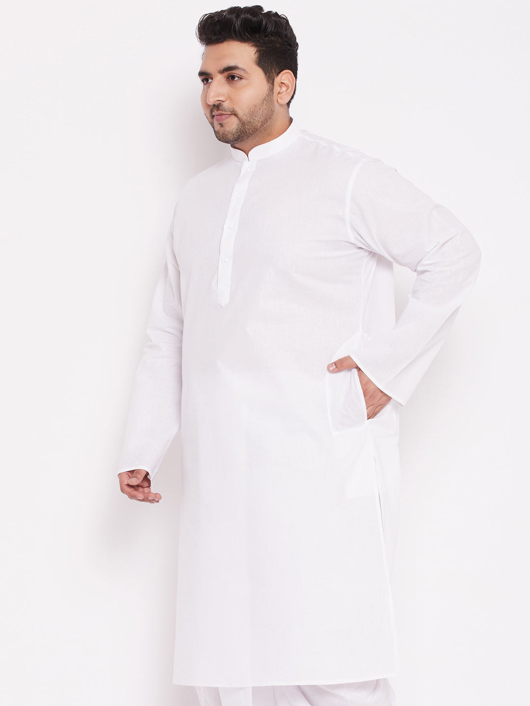 Men's Plus Size White Cotton Kurta