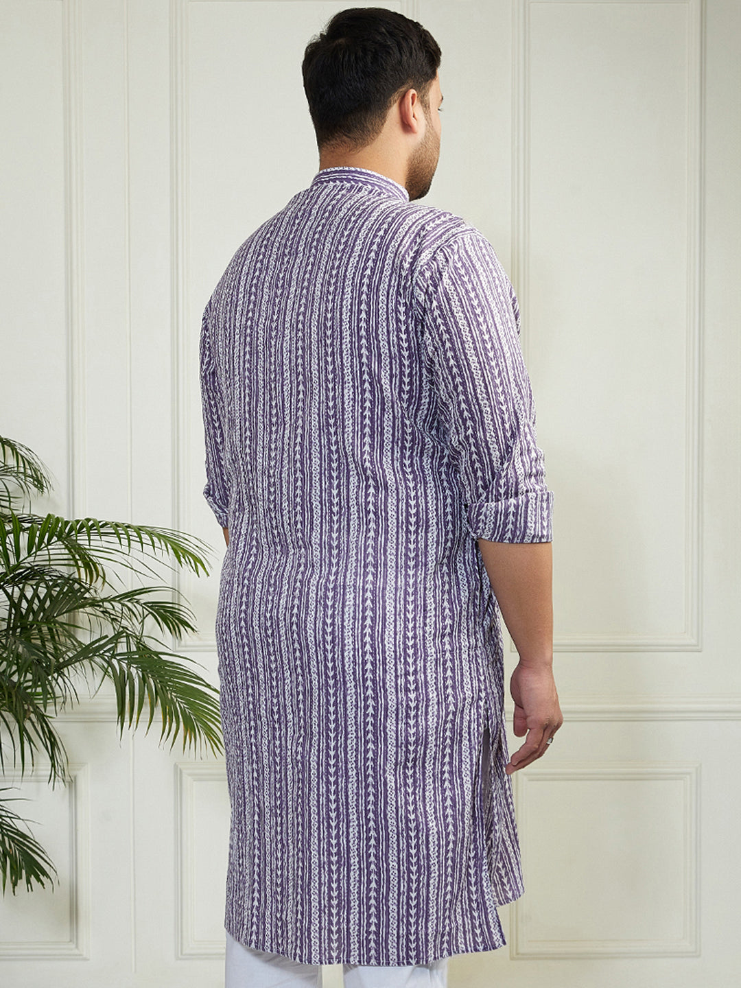 Plus Men's Purple Cotton Kurta