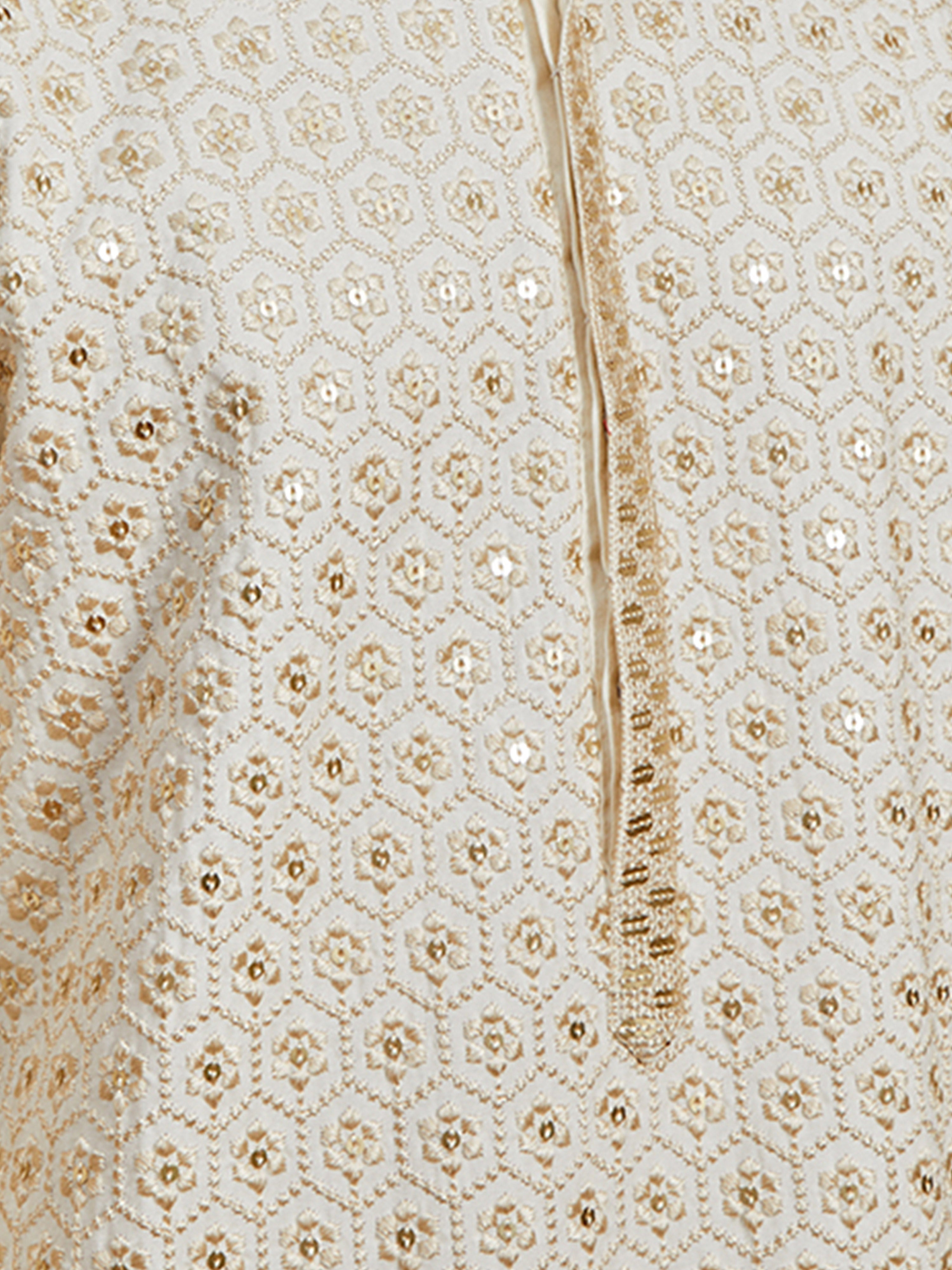 Men's Plus Off White Sequin Kurta