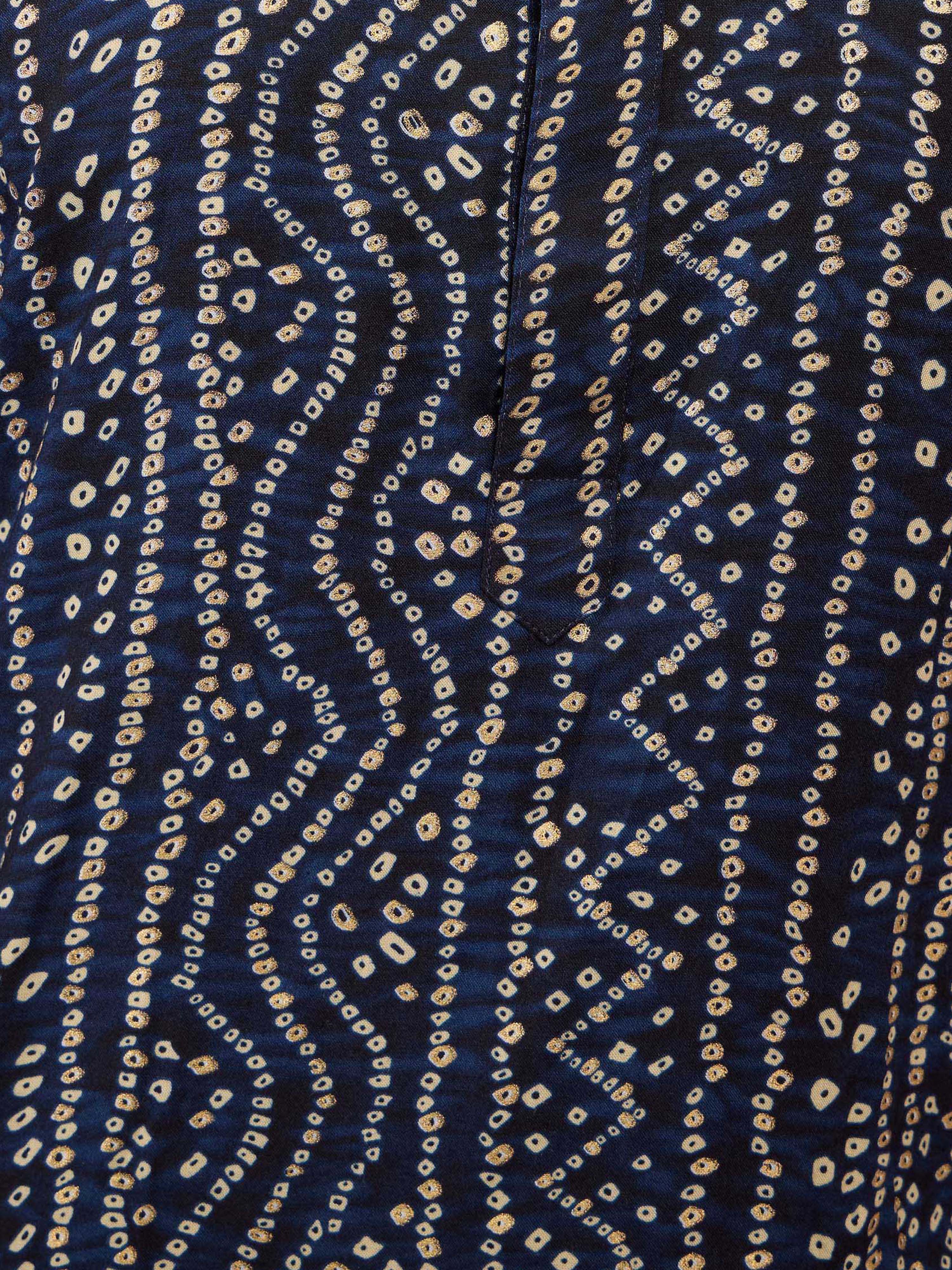 Men's Plus Blue Bandhani Print Kurta