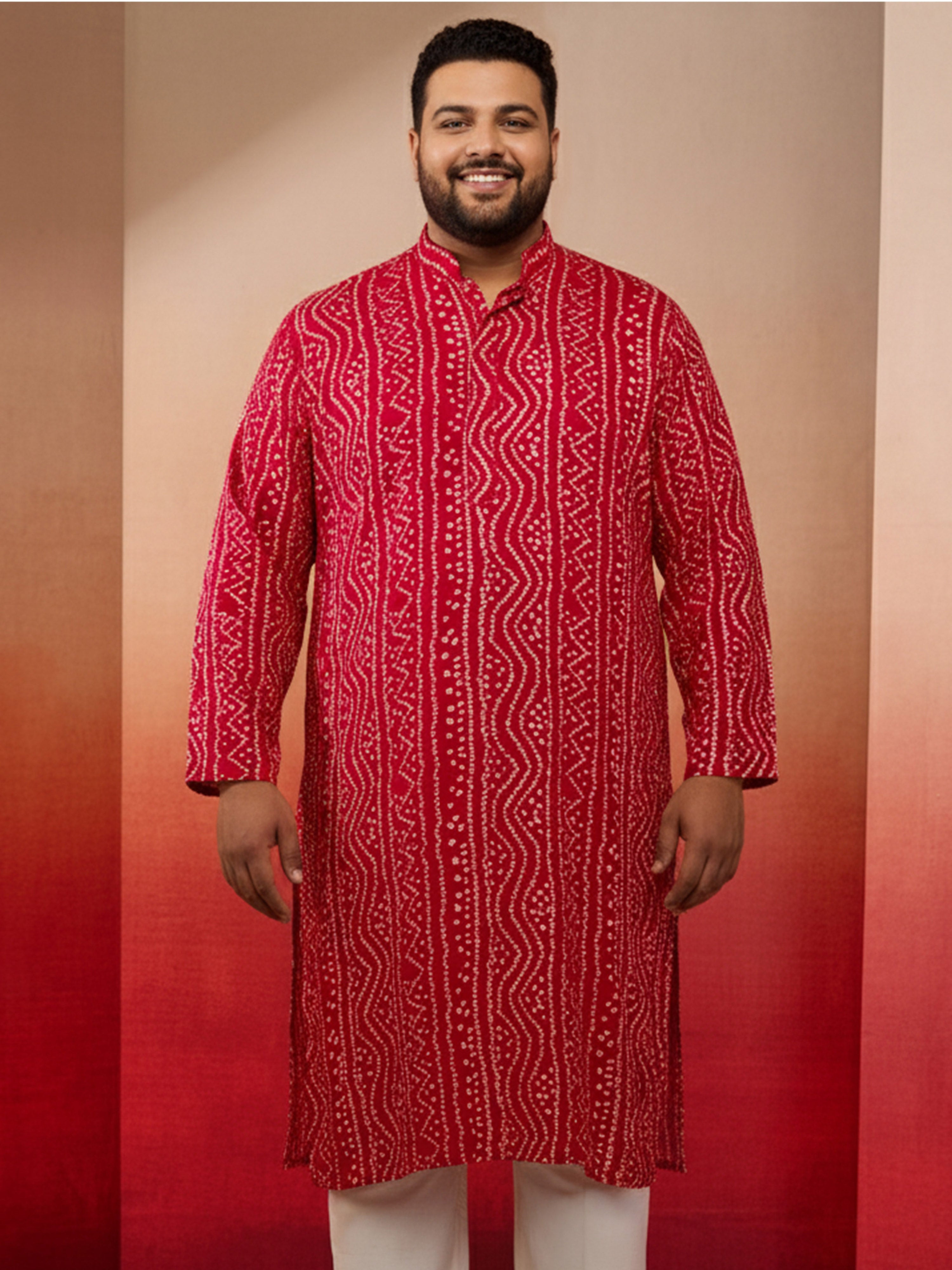 Men's Plus Falsa Bandhani Kurta