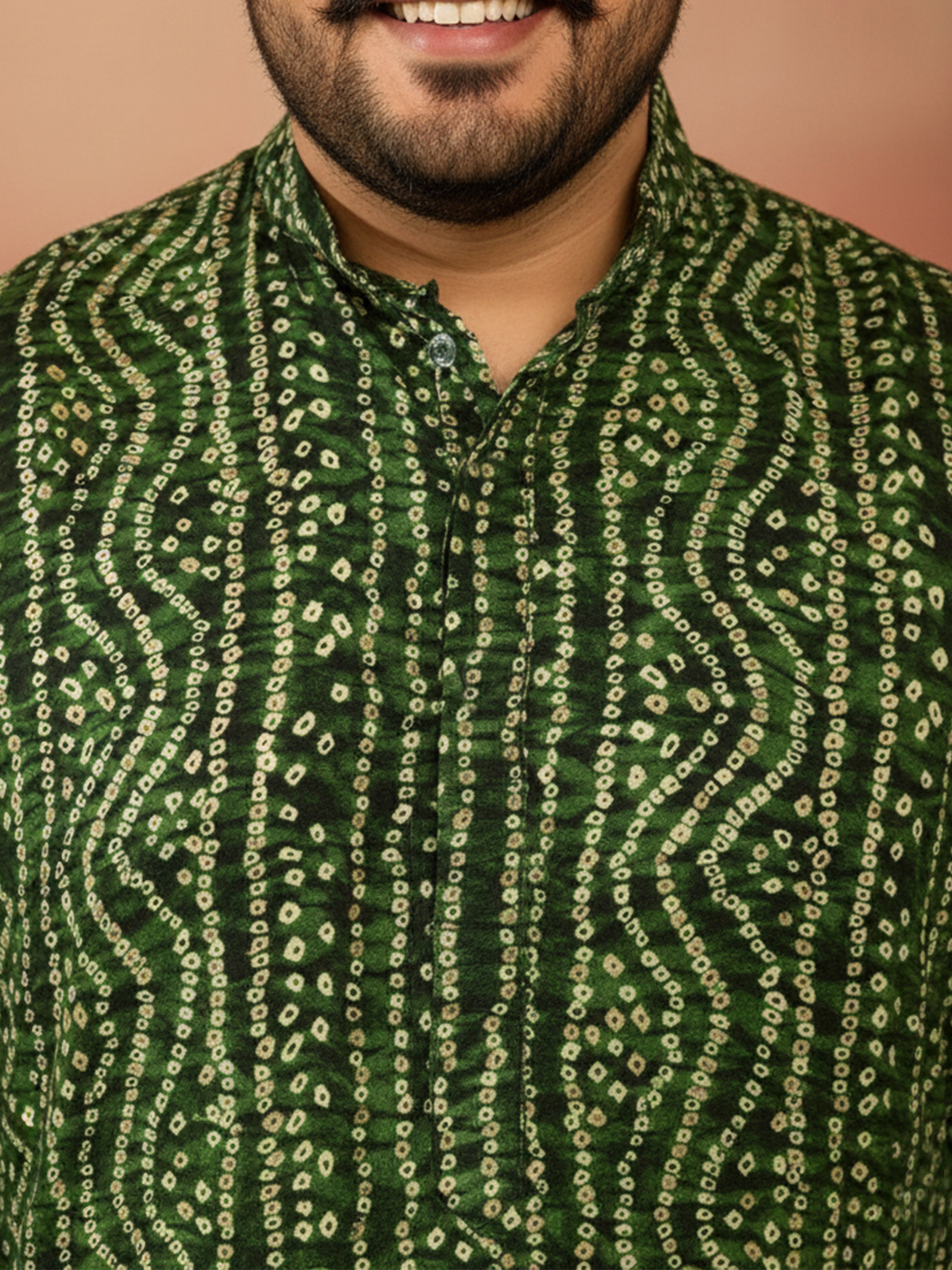 Men's Plus Green Bandhani Kurta