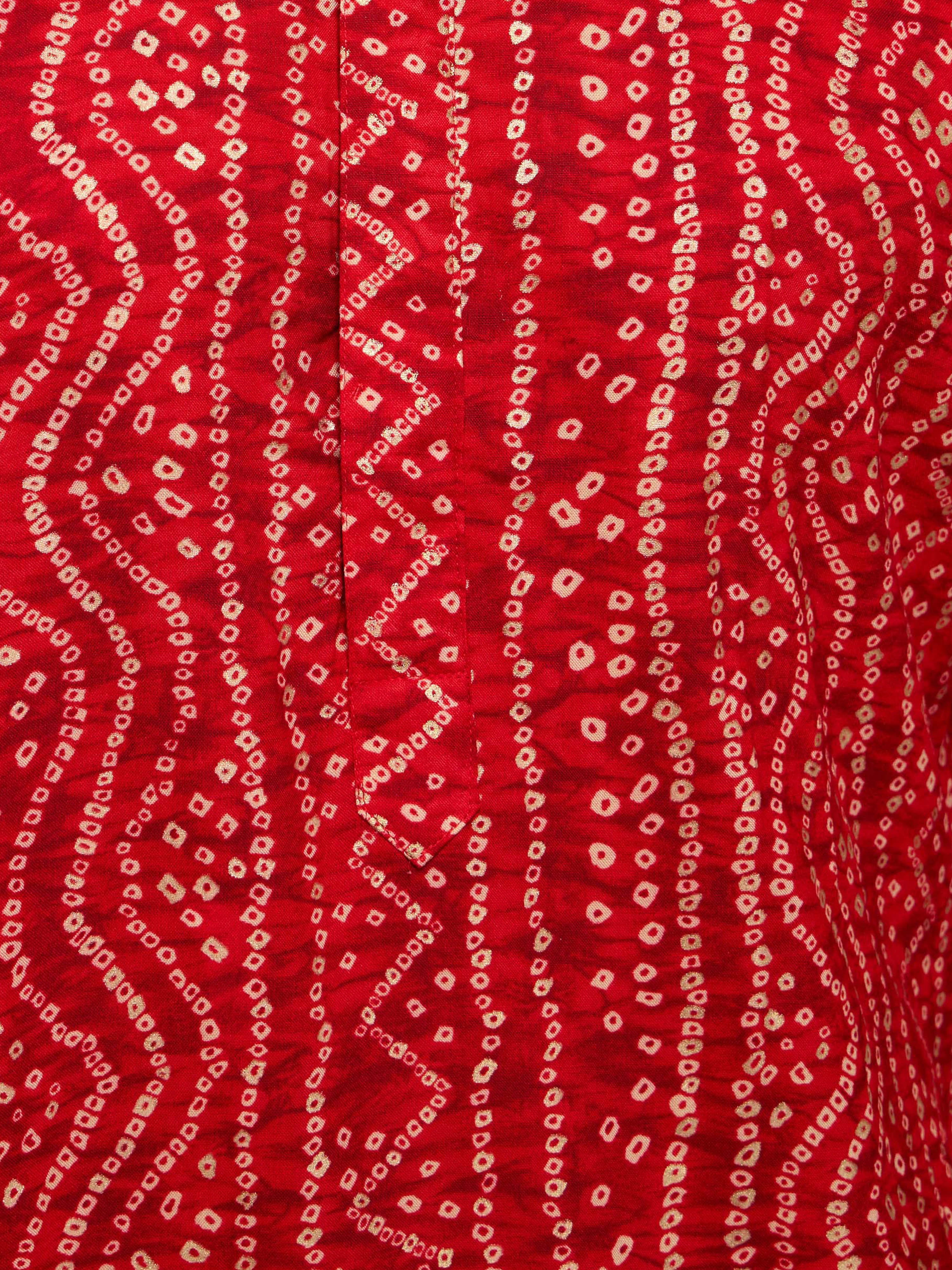 Men's Plus Size Red Bandhni Kurta