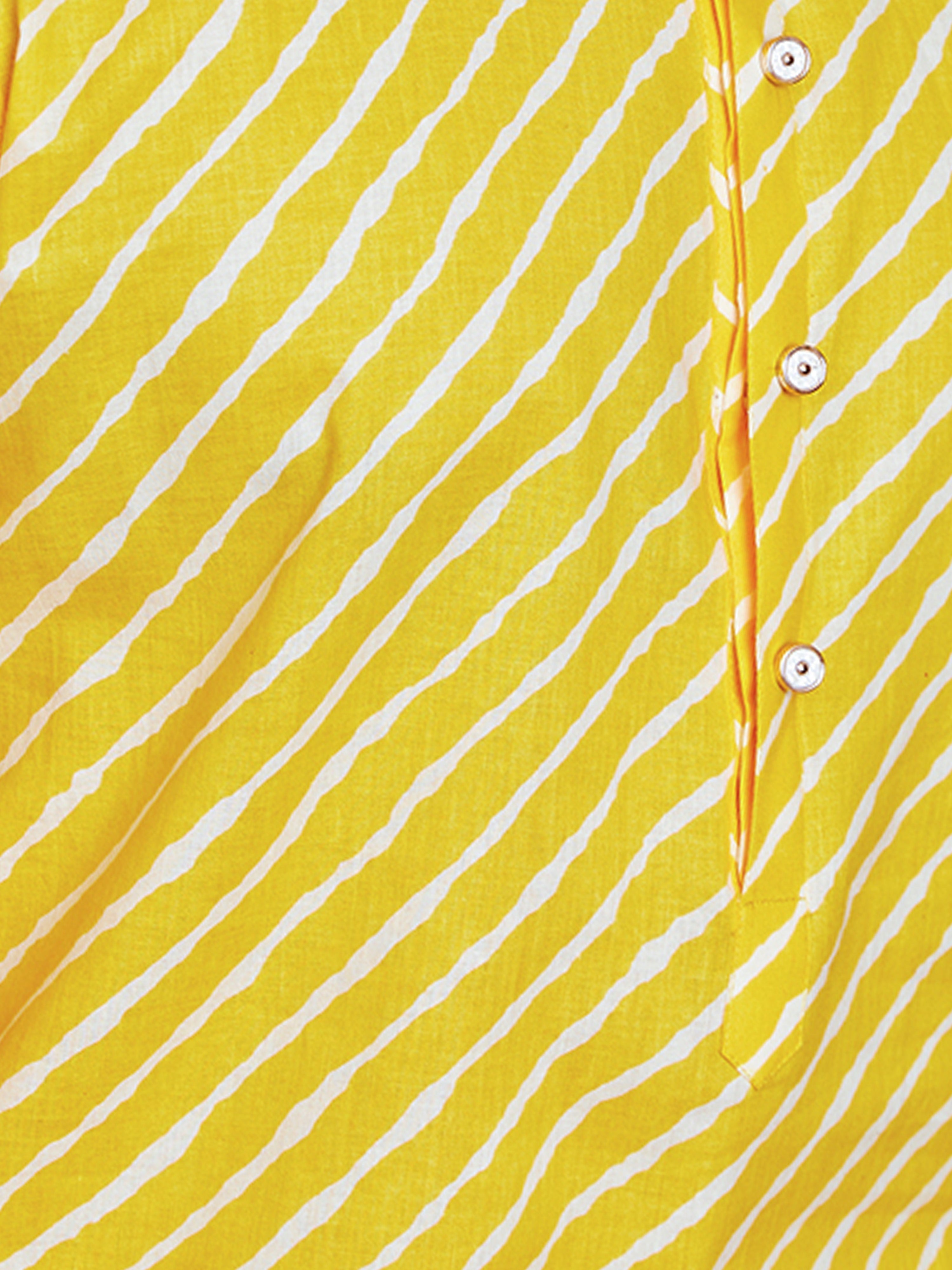 Men's Plus Yellow Lahariya Kurta