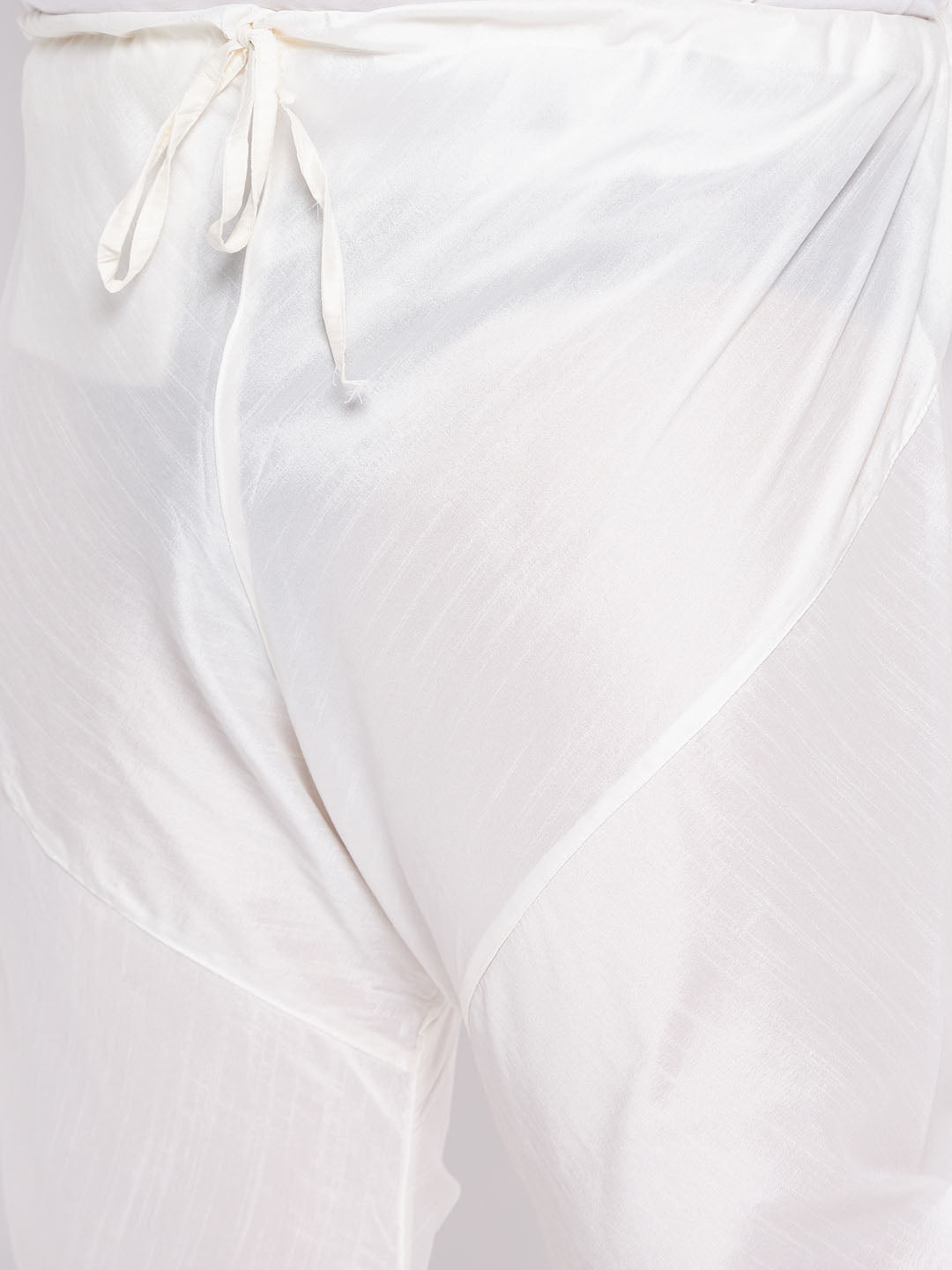 Men's Plus Size Black Cotton Silk Blend Kurta And Cream Pyjama Set