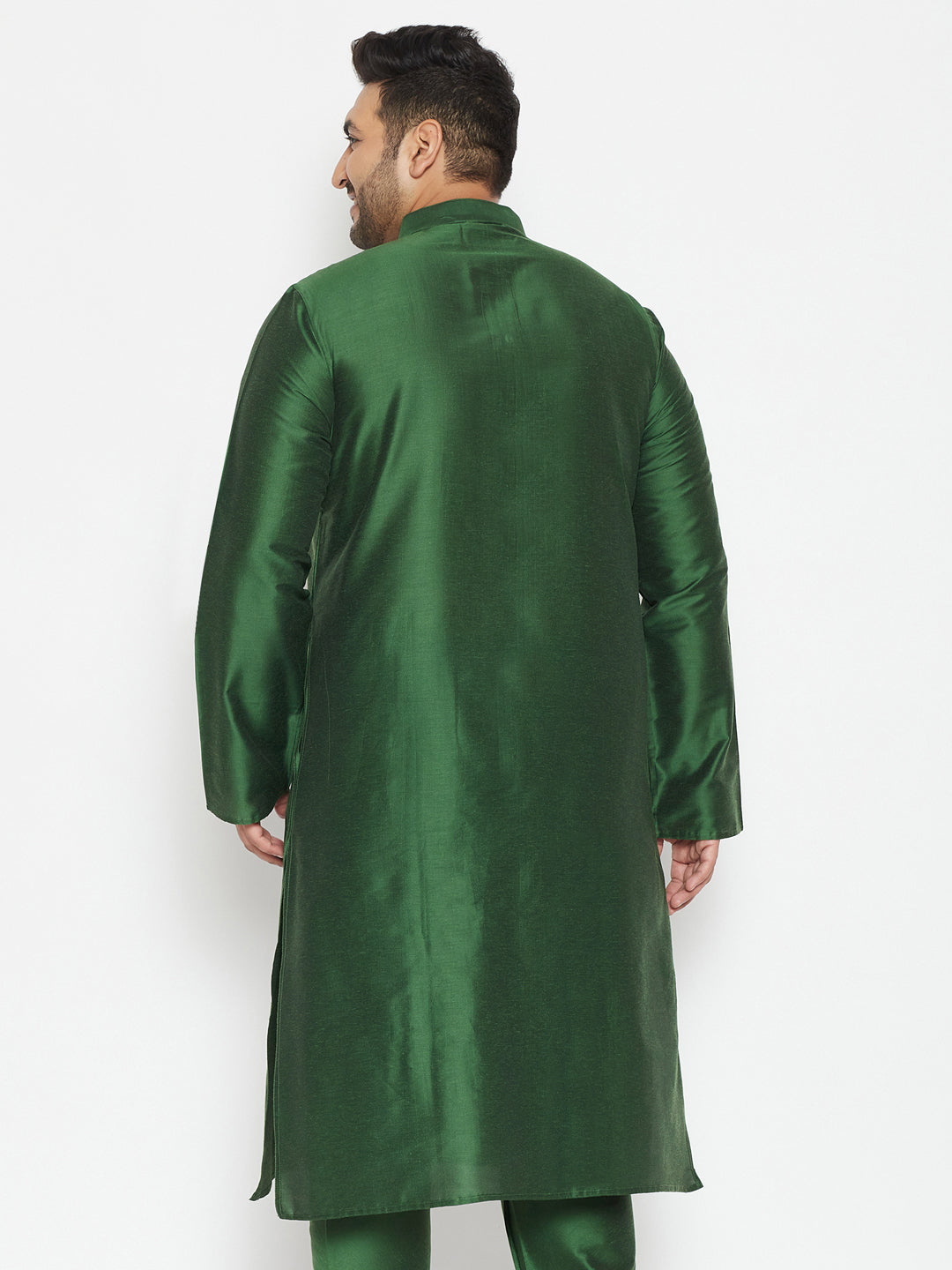 Men's Plus Size Green Viscose Blend Kurta