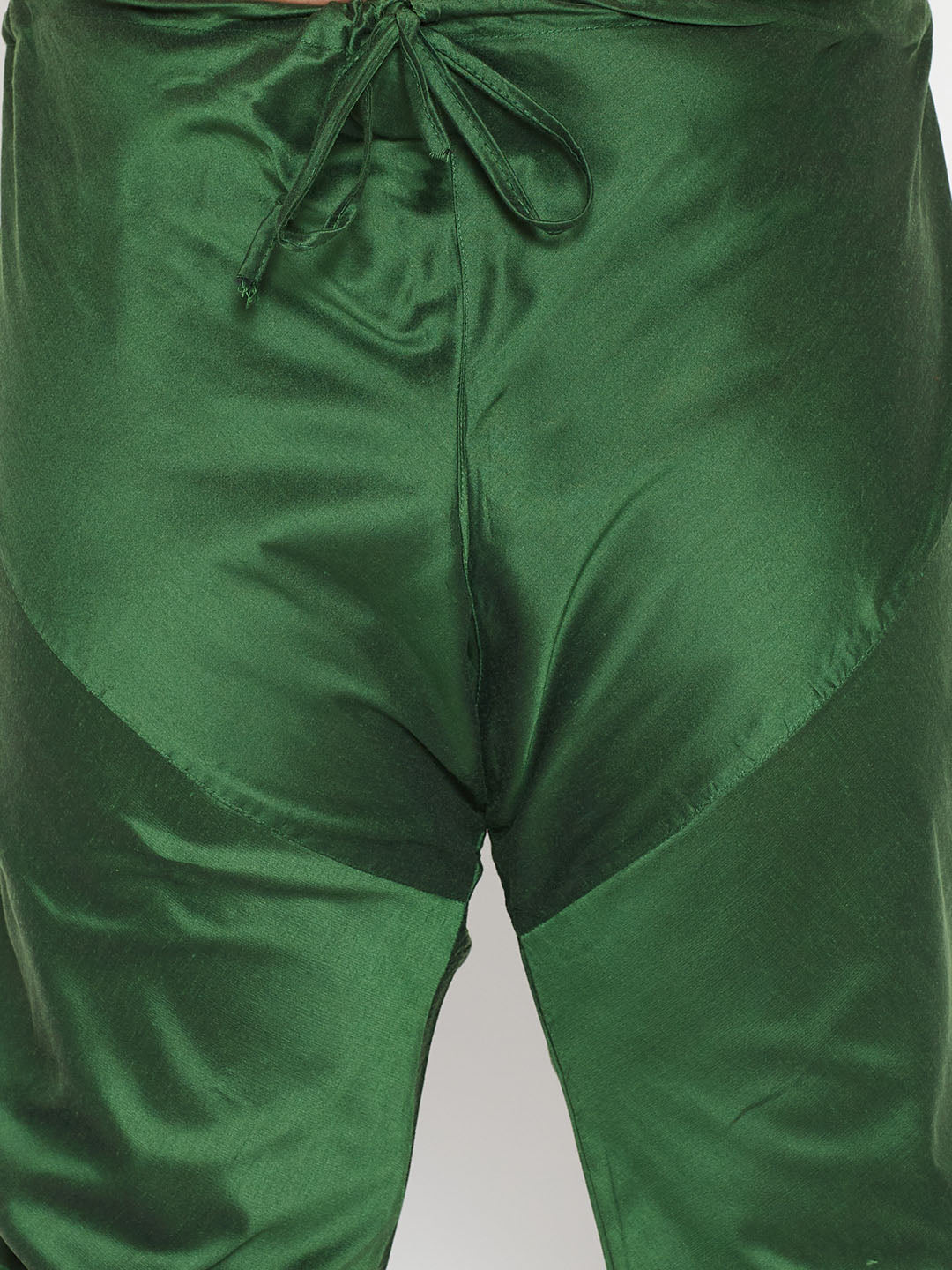 Men's Plus Size Green Viscose Blend Kurta And Pyjama Set