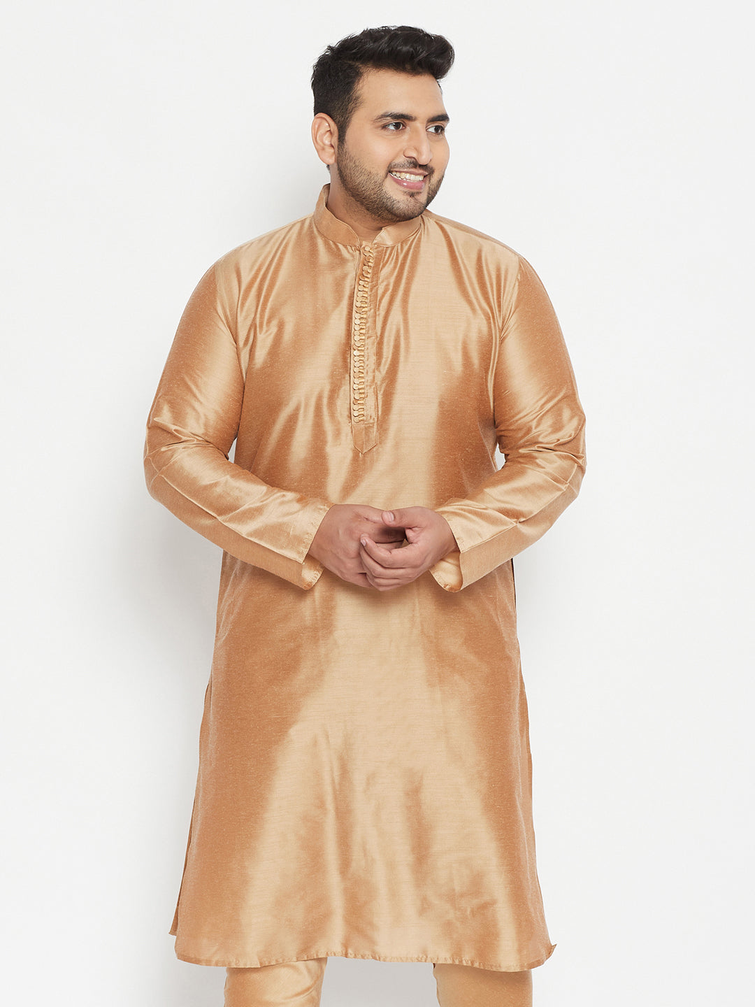Men's Plus Size Rose Gold Viscose Blend Kurta