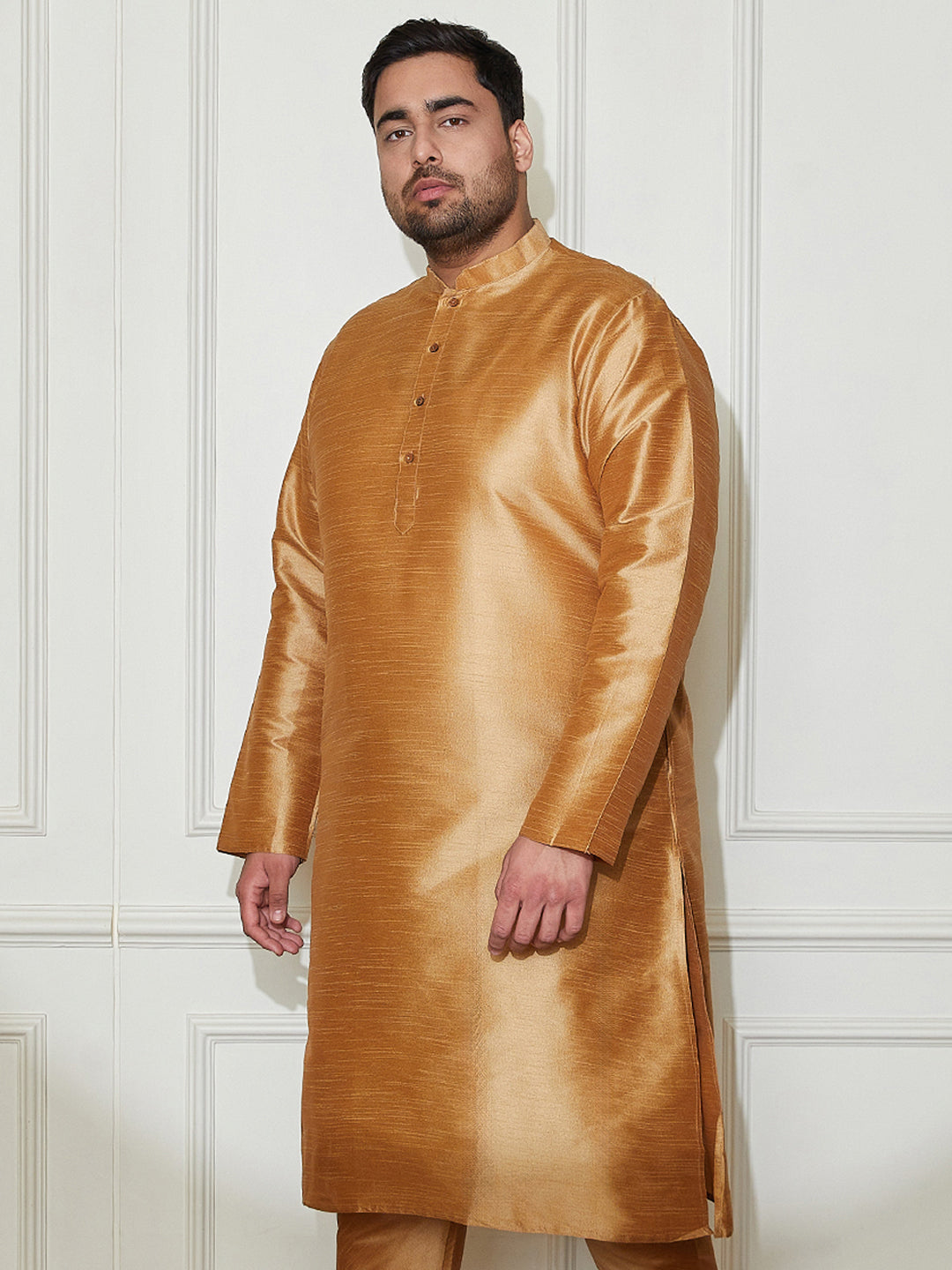 Plus Men's Rose Gold Silk Blend Kurta