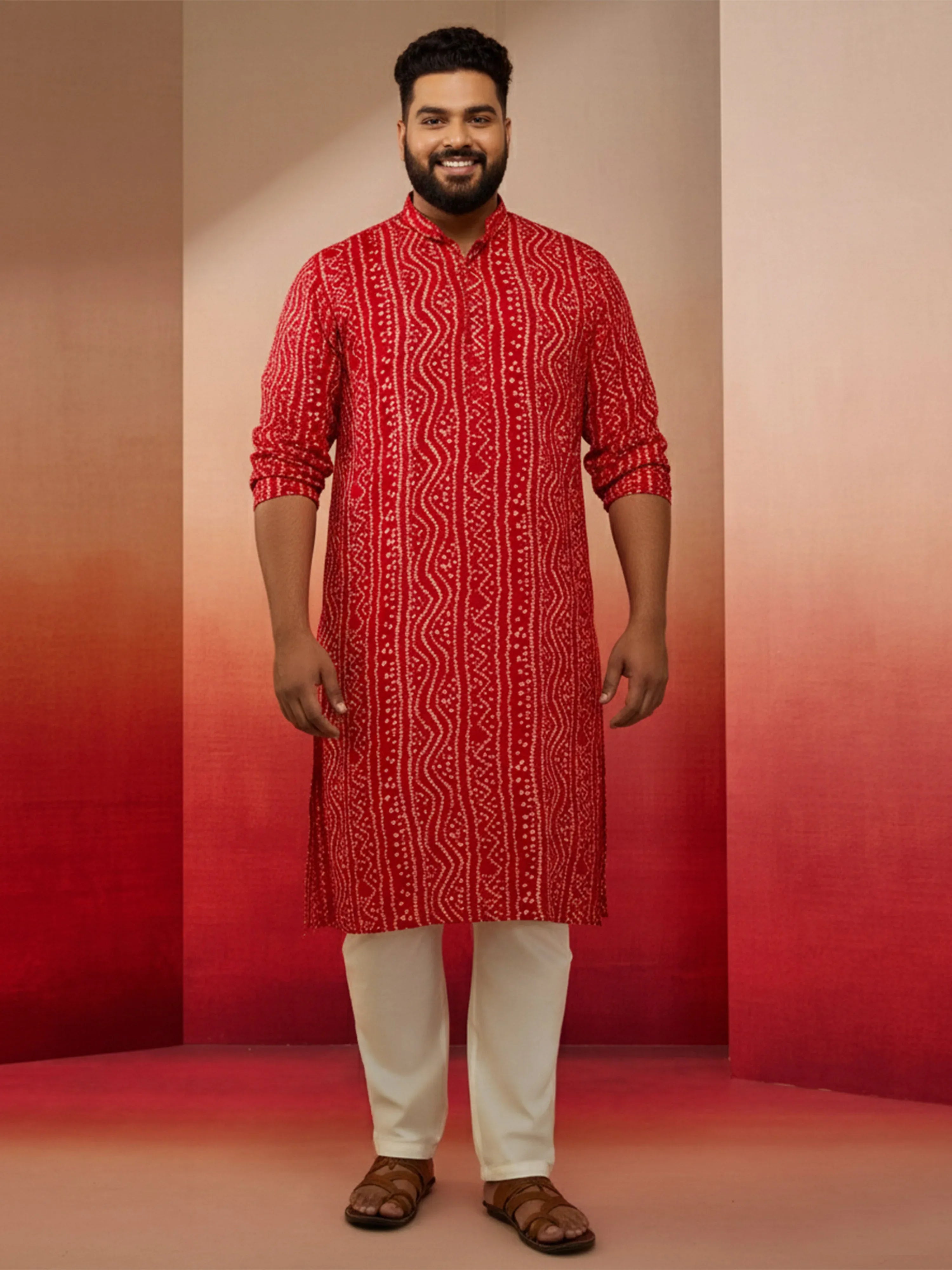 Men's Cream Cotton Lycra Pyjama