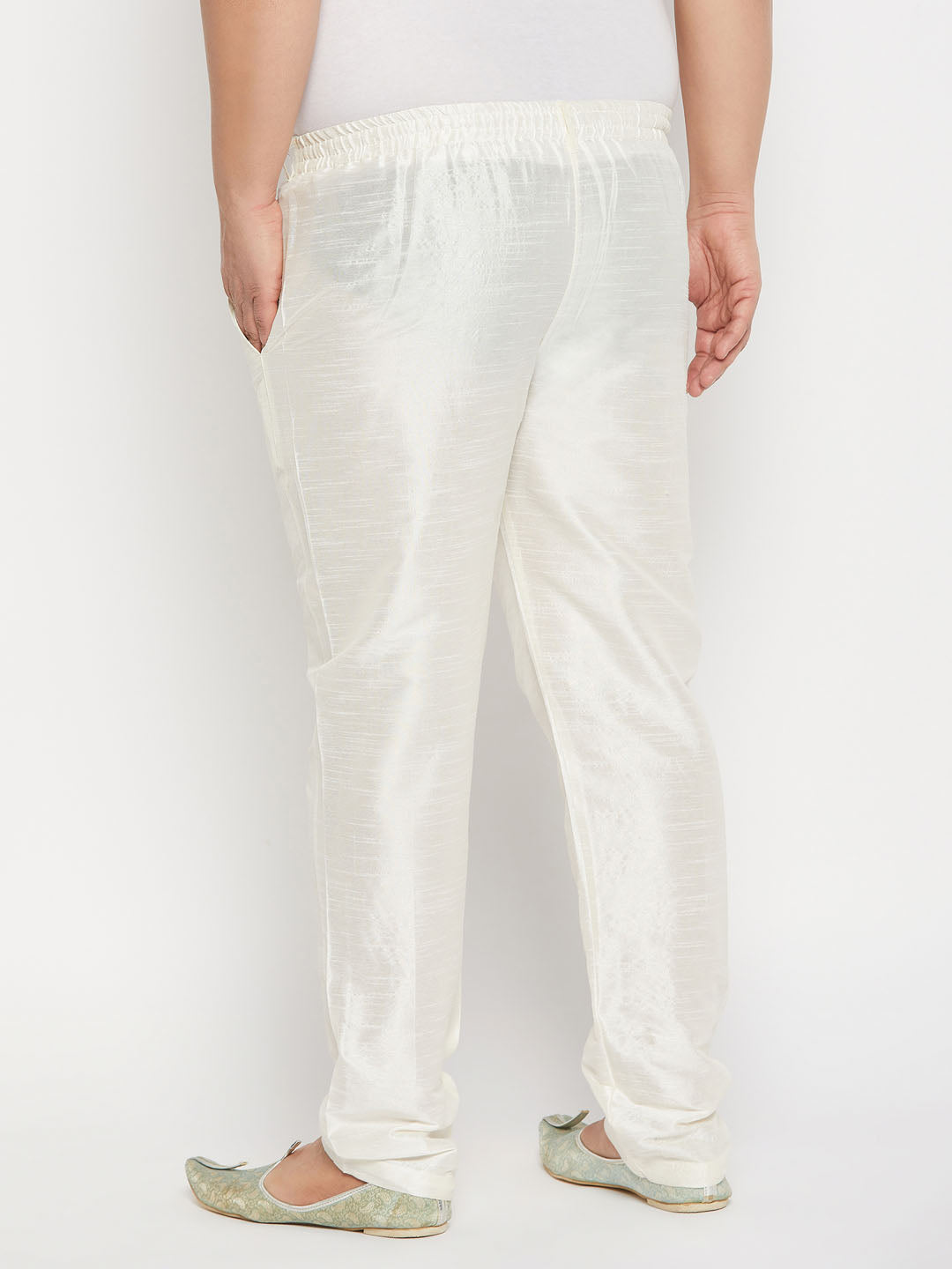 Men's Plus Size Cream Silk Blend Pant Style Pyjama