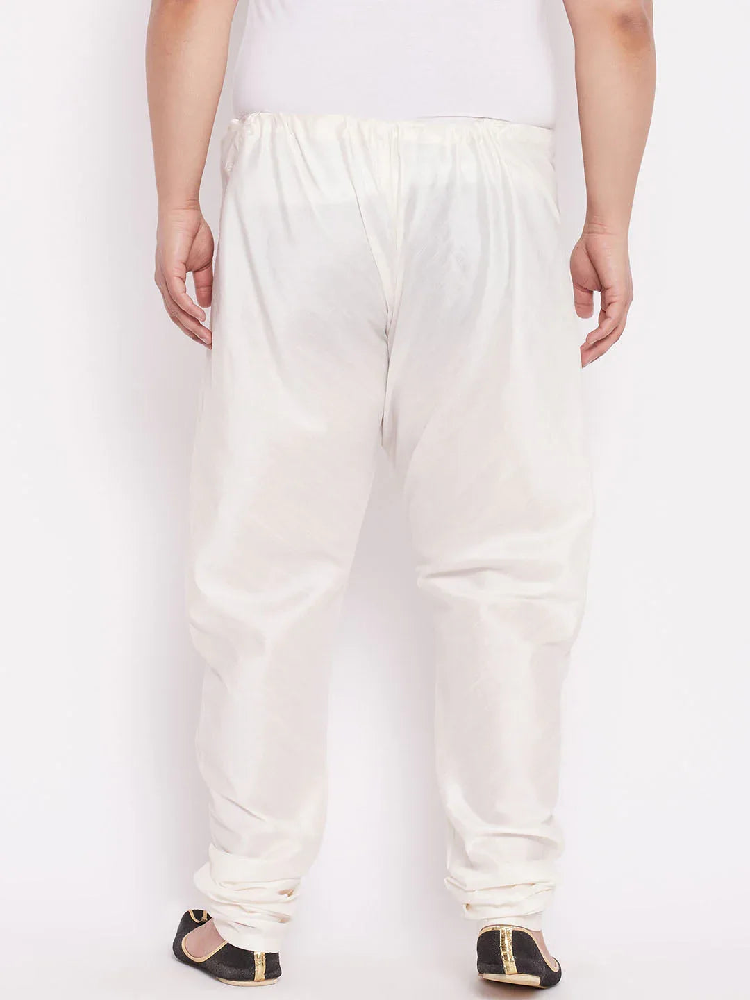 Men's Plus Size Cream Solid Relax Fit Churidar