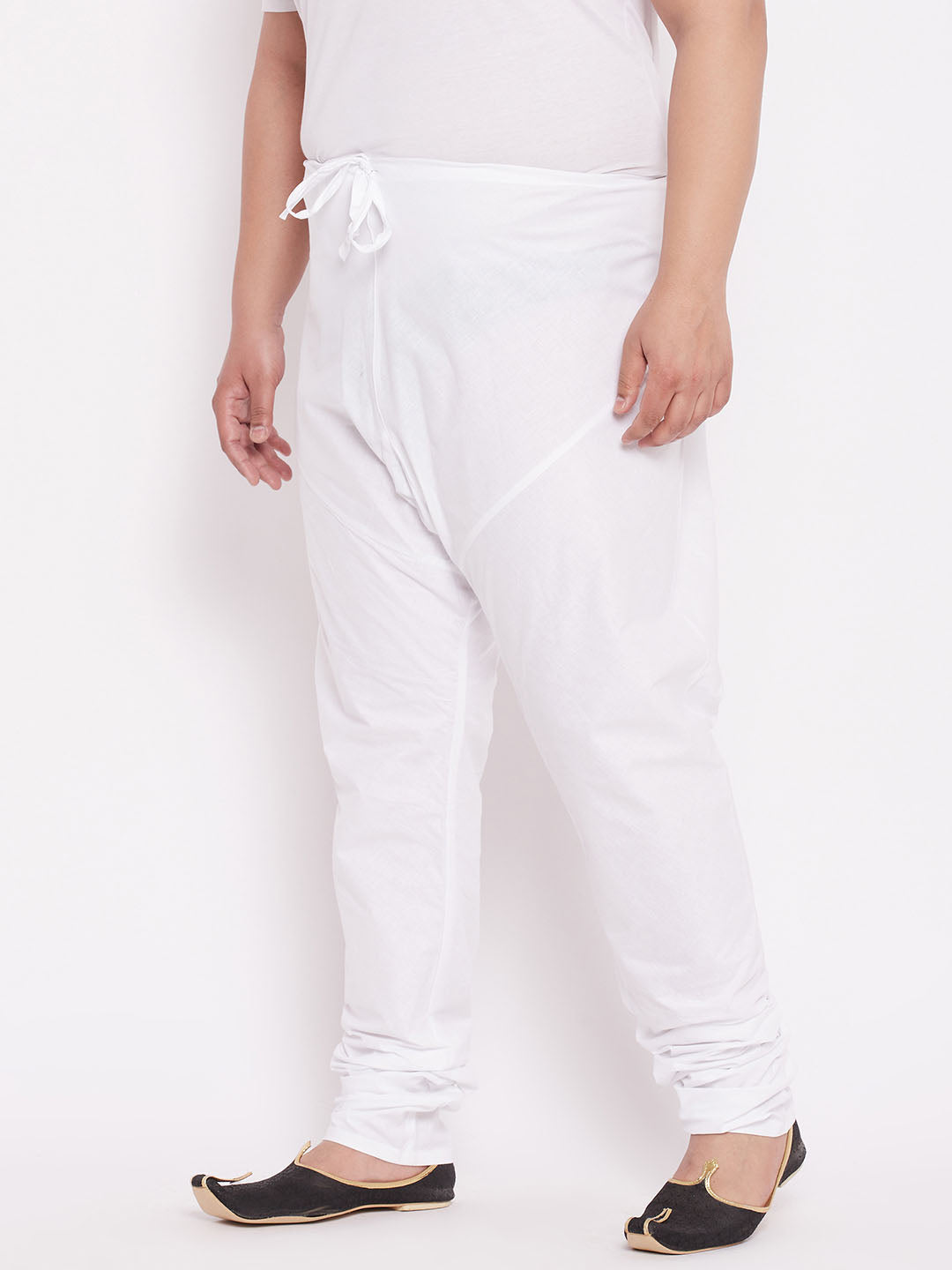 Men's Plus Size White Solid Pure Cotton Relaxed-Fit Pyjama