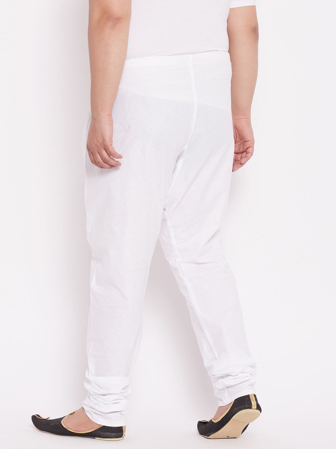 Men's Plus Size White Solid Pure Cotton Relaxed-Fit Pyjama