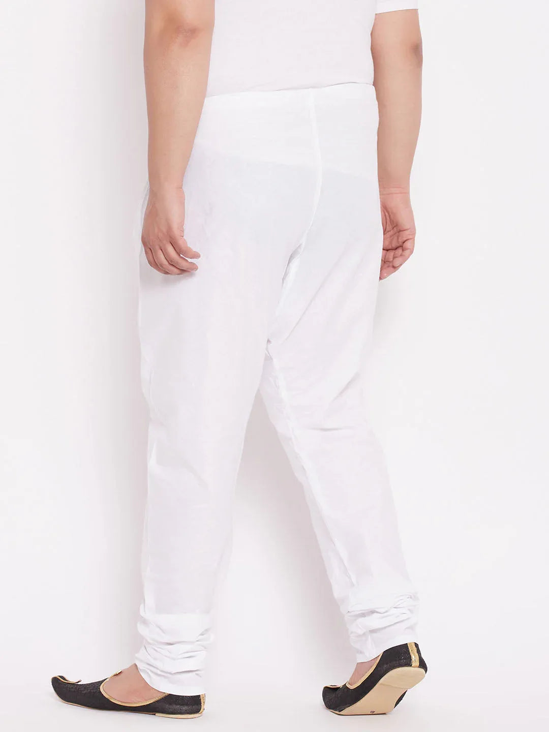 Men's Plus Size White Solid Pure Cotton Relaxed-Fit Pyjama