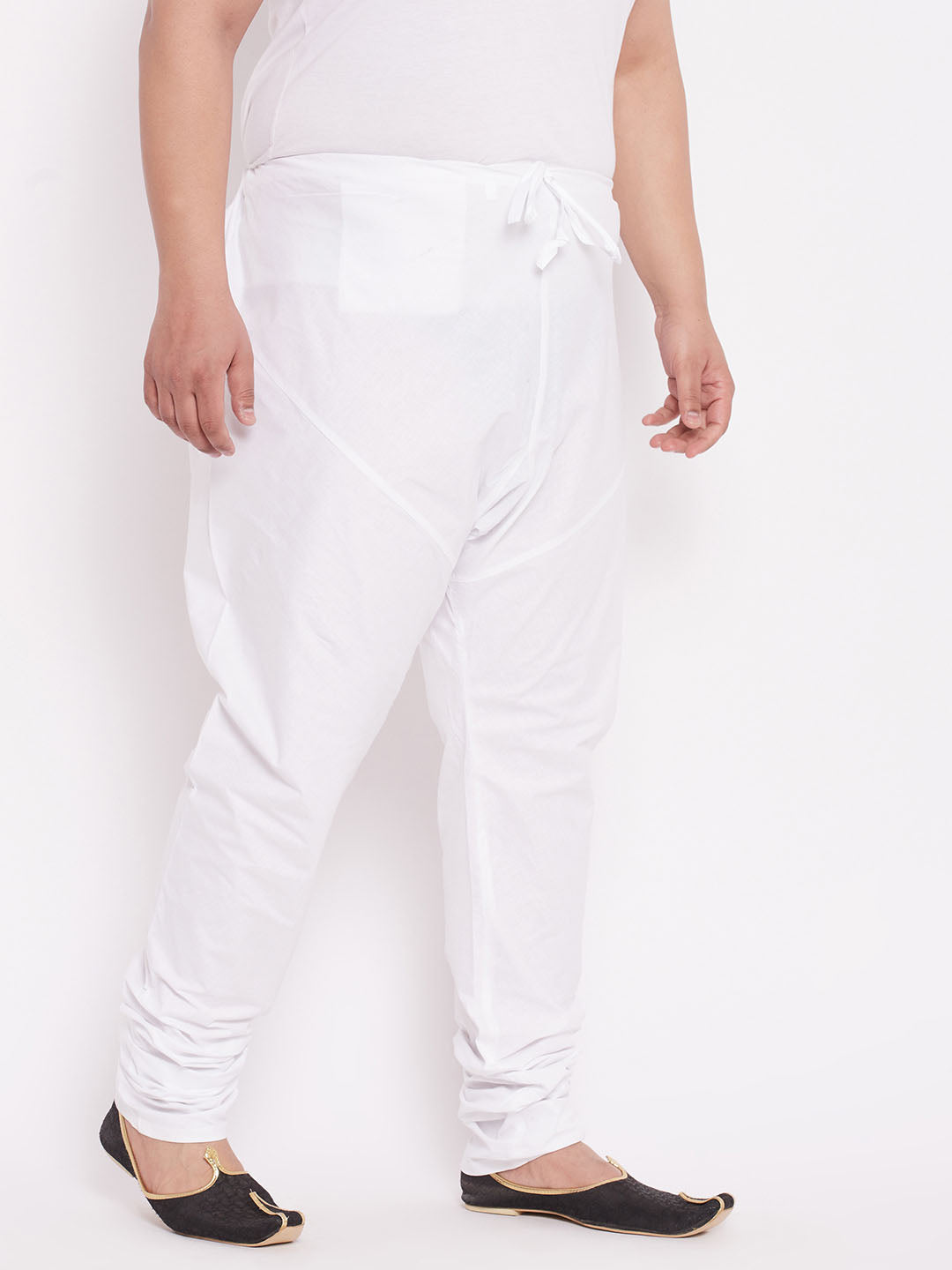 Men's Plus Size White Solid Pure Cotton Relaxed-Fit Pyjama