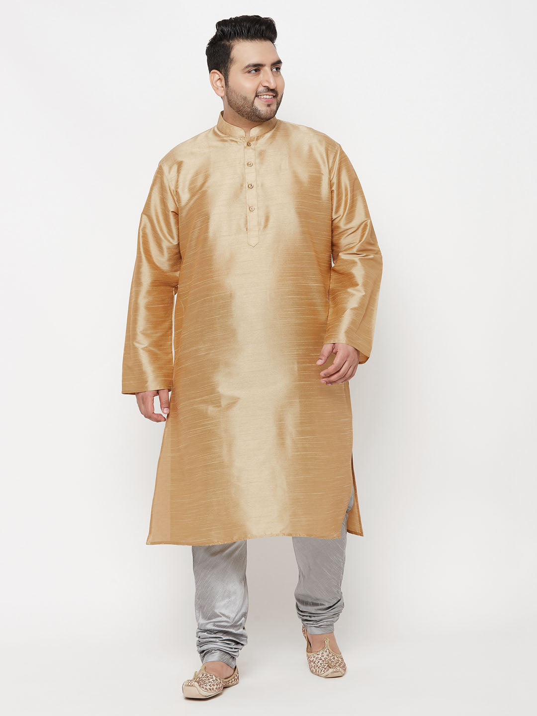 VASTRAMAY Men's Plus Size Grey Cotton Silk Blend Pyjama