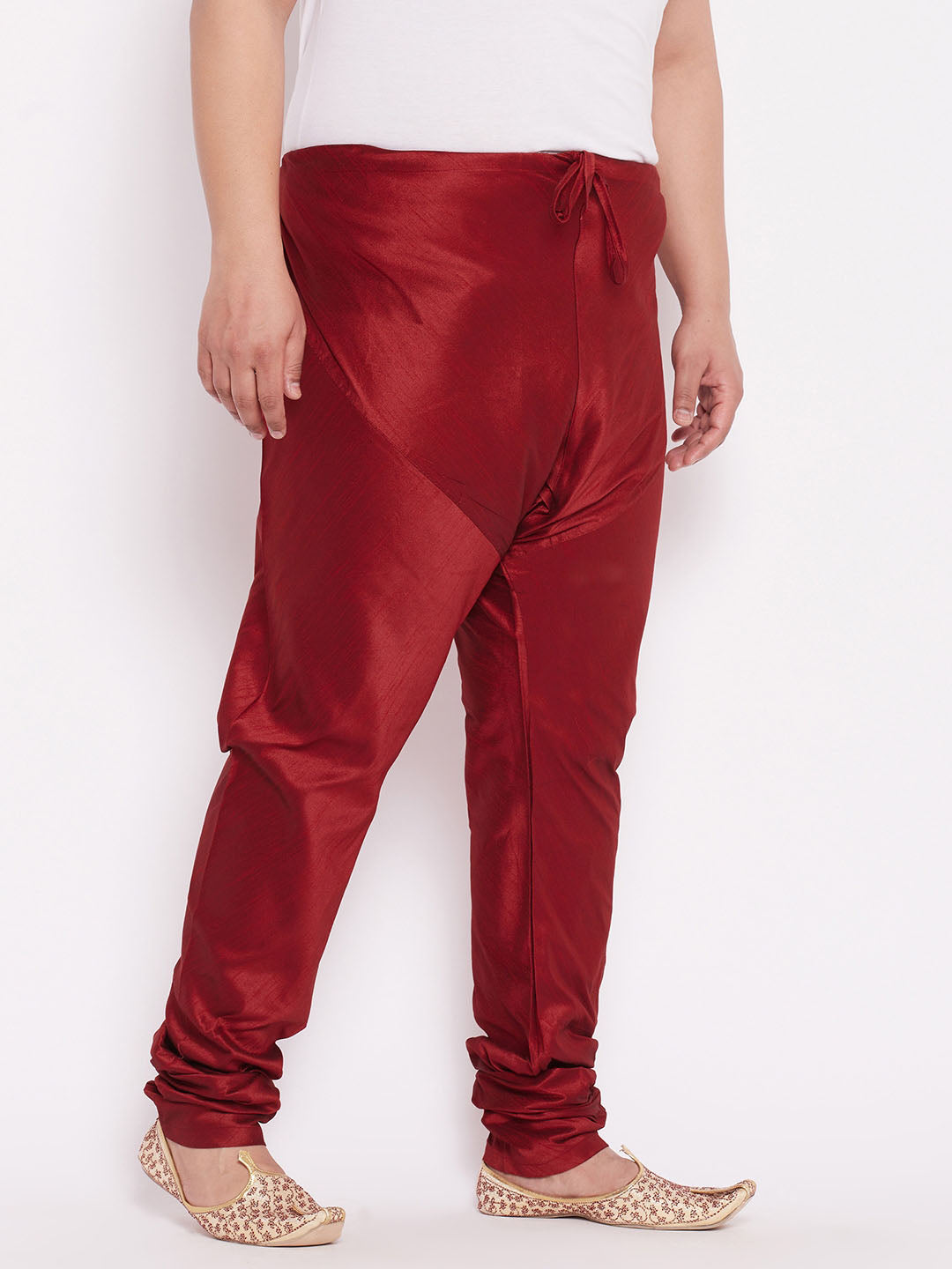 Vastramay Men's Maroon Cotton Silk Blend Pyjama