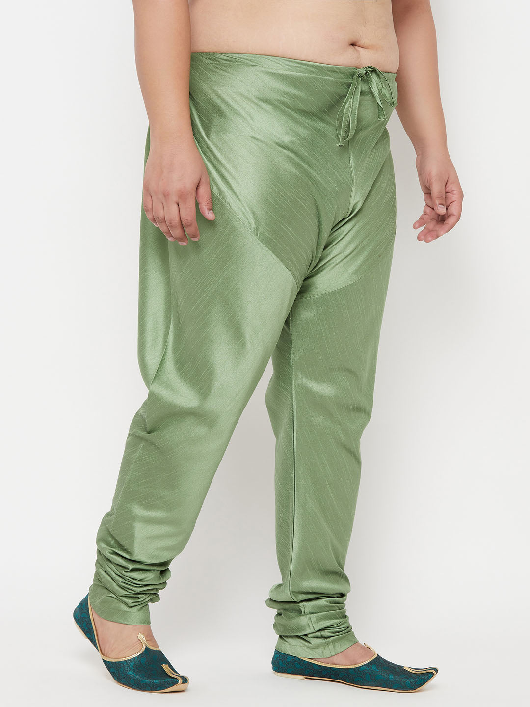 VASTRAMAY Men's Plus Size Green Cotton Silk Blend Pyjama