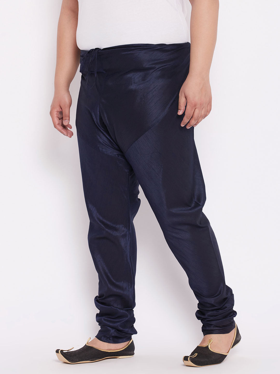 VASTRAMAY Men's Plus Size Blue Cotton Silk Blend Pyjama