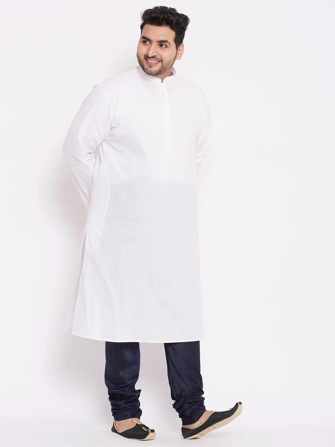 VASTRAMAY Men's Plus Size Blue Cotton Silk Blend Pyjama