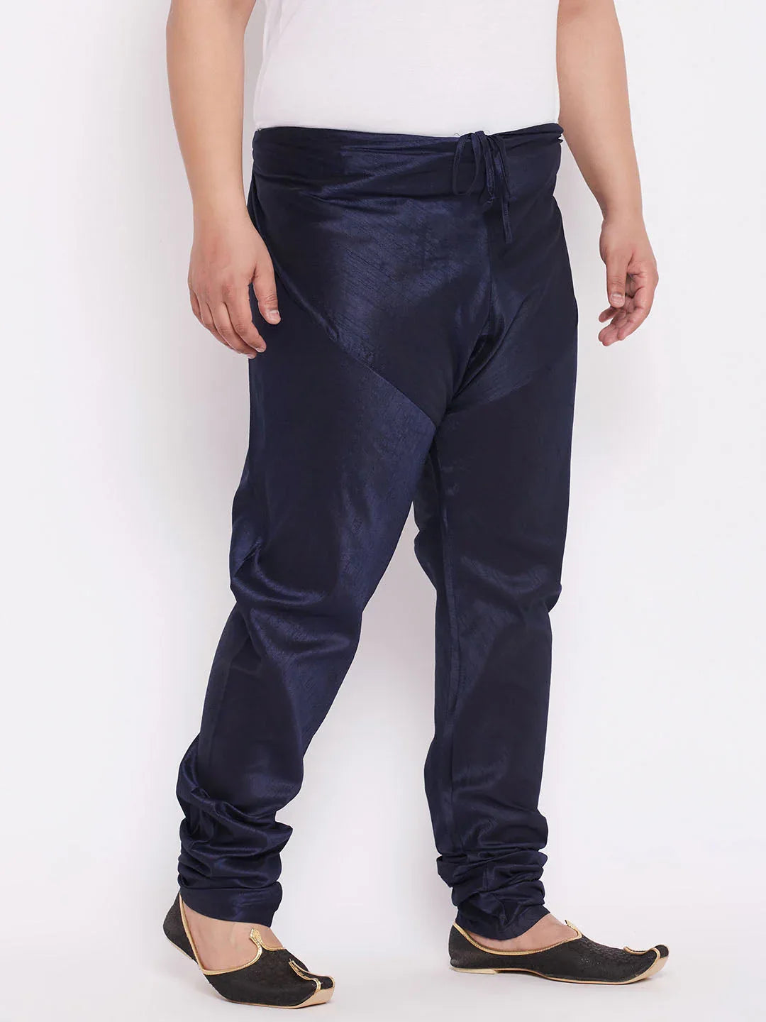 VASTRAMAY Men's Plus Size Blue Cotton Silk Blend Pyjama