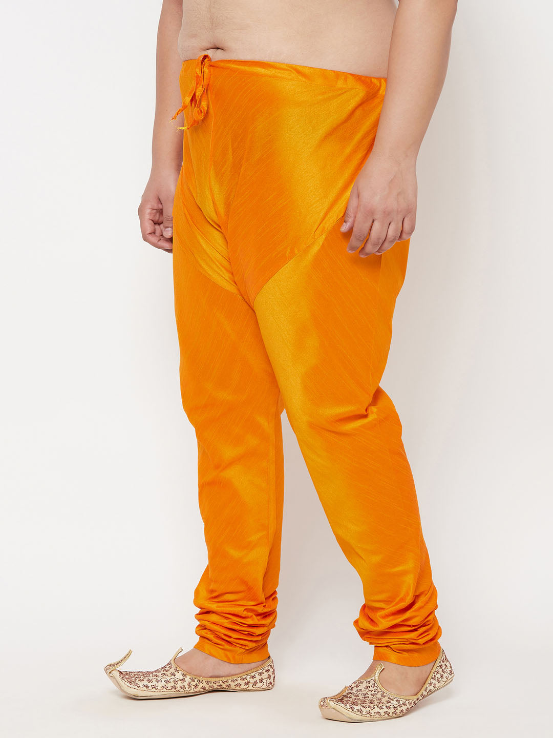 VASTRAMAY Men's Plus Size Orange Cotton Silk Blend Pyjama