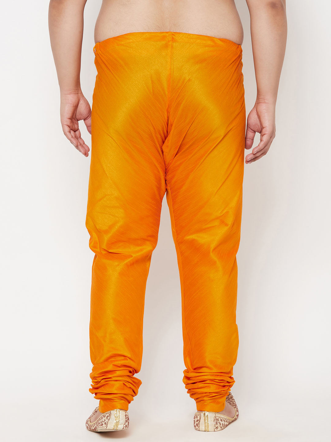 VASTRAMAY Men's Plus Size Orange Cotton Silk Blend Pyjama