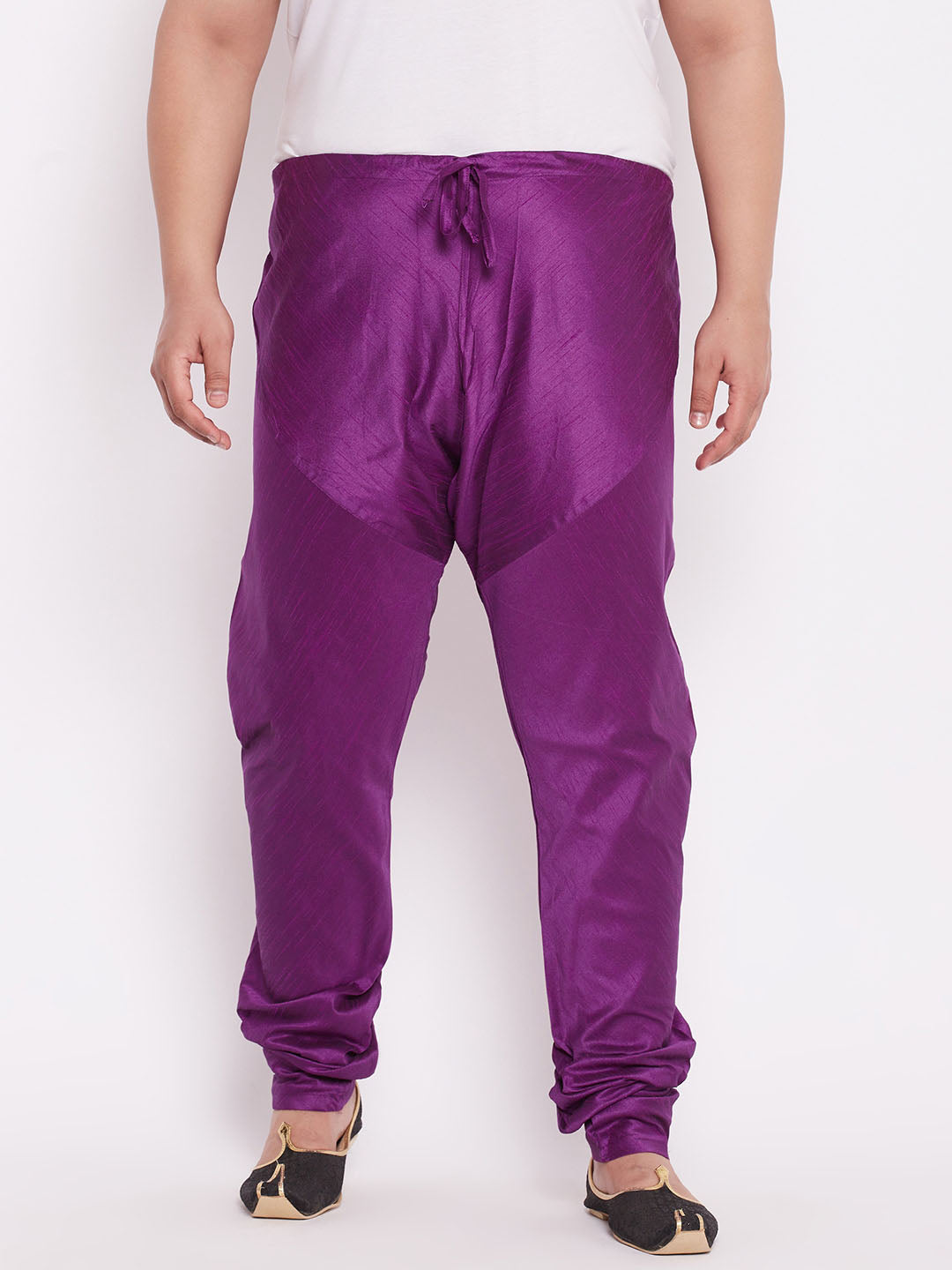 VASTRAMAY Men's Plus Size Purple Cotton Silk Blend Pyjama