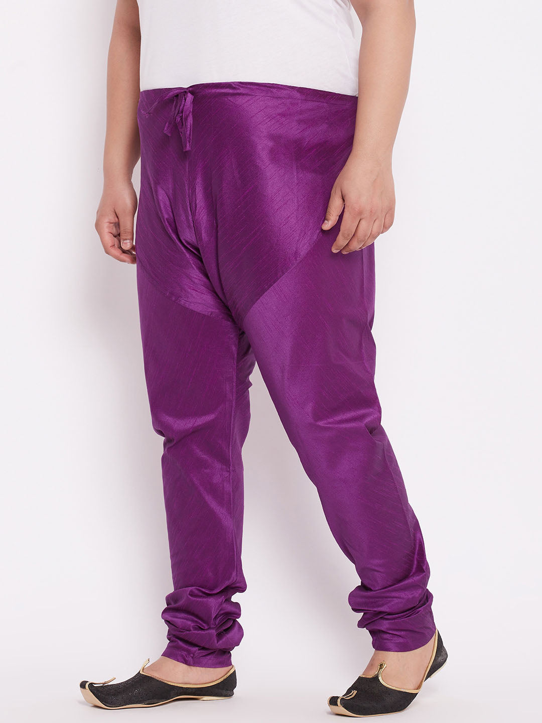 VASTRAMAY Men's Plus Size Purple Cotton Silk Blend Pyjama