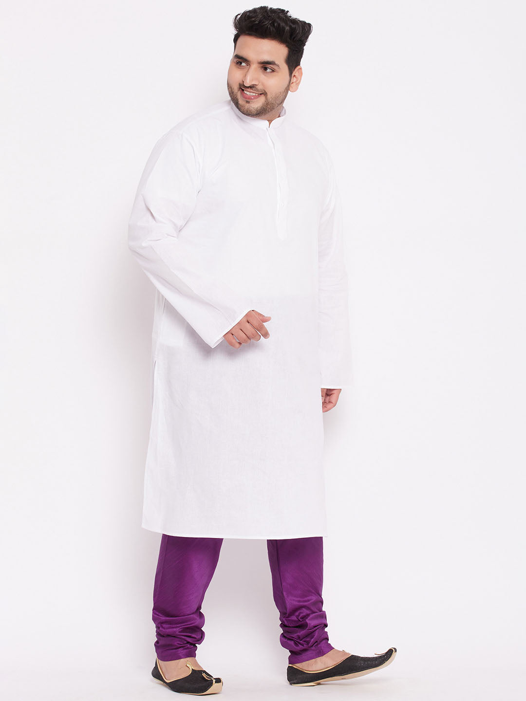 VASTRAMAY Men's Plus Size Purple Cotton Silk Blend Pyjama