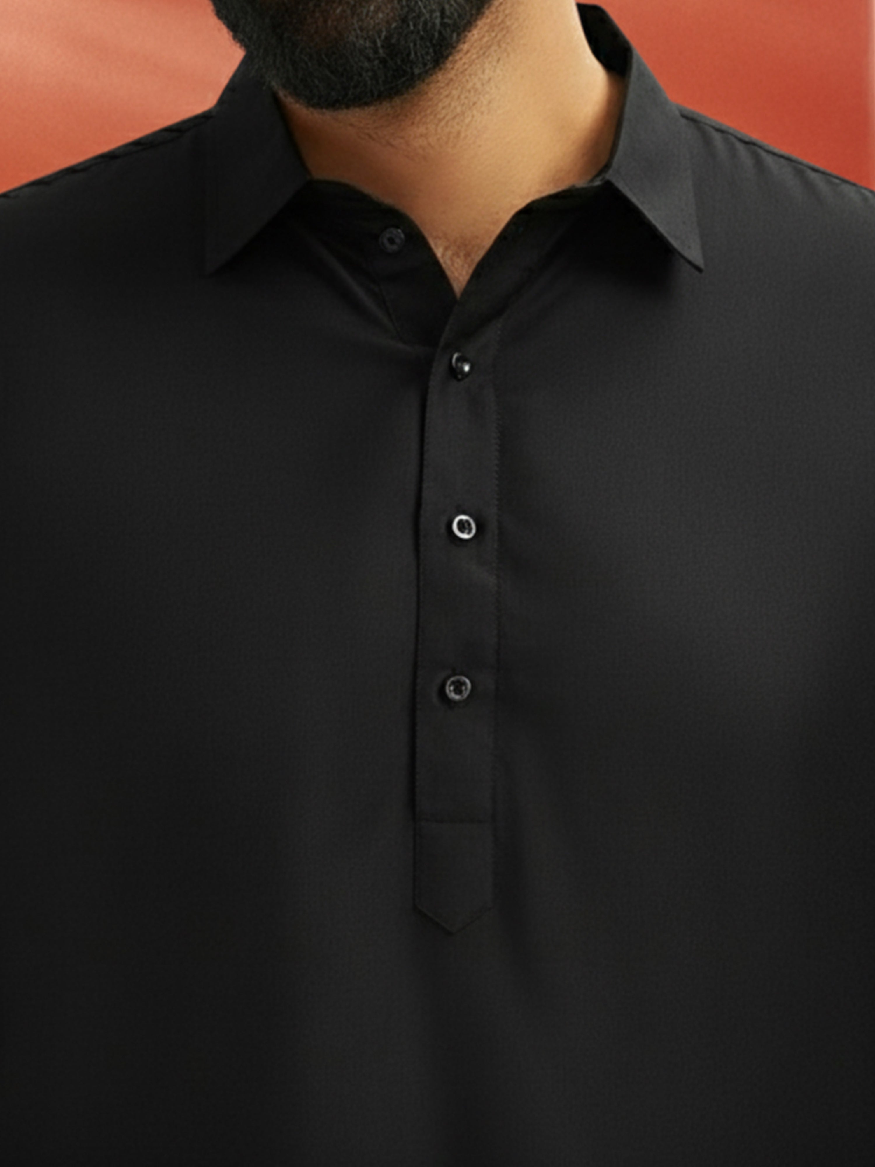 Men's Plus Black Pathani Kurta