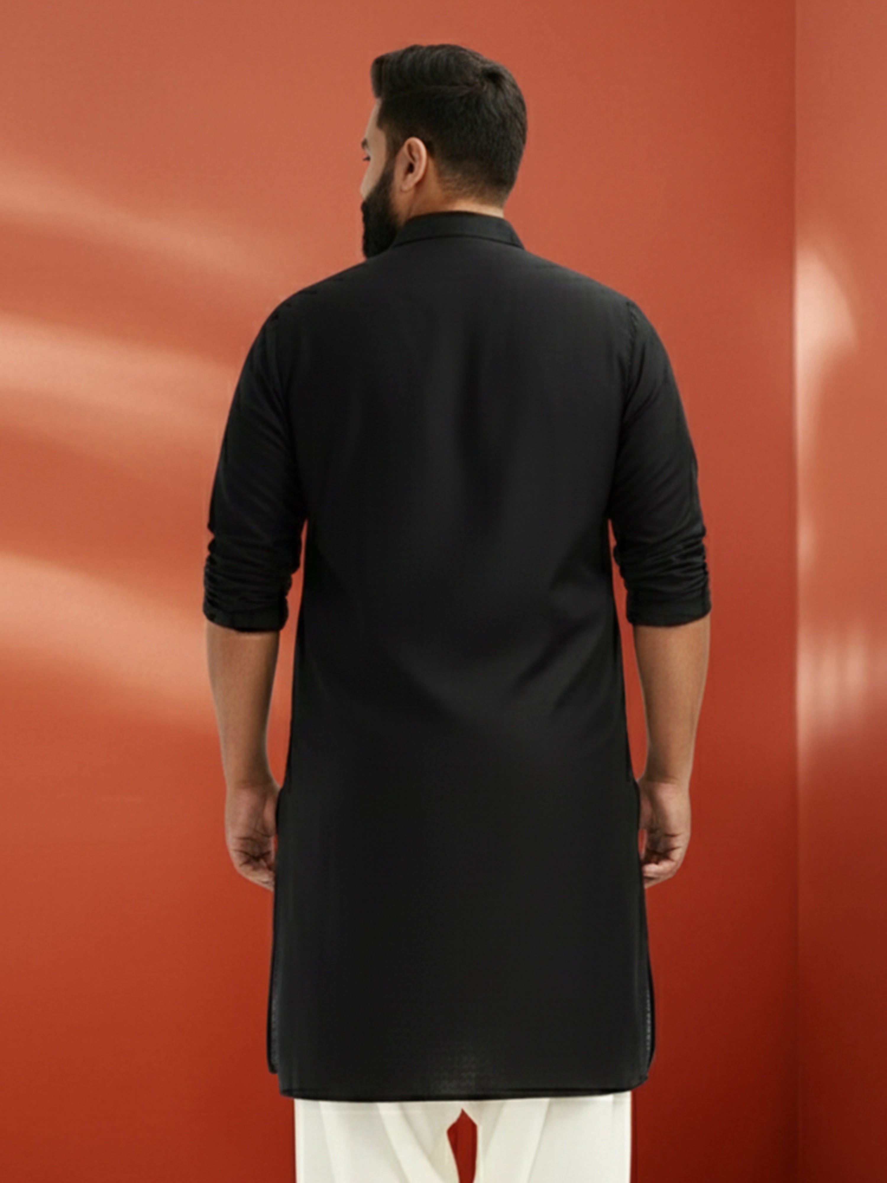 Men's Plus Black Pathani Kurta