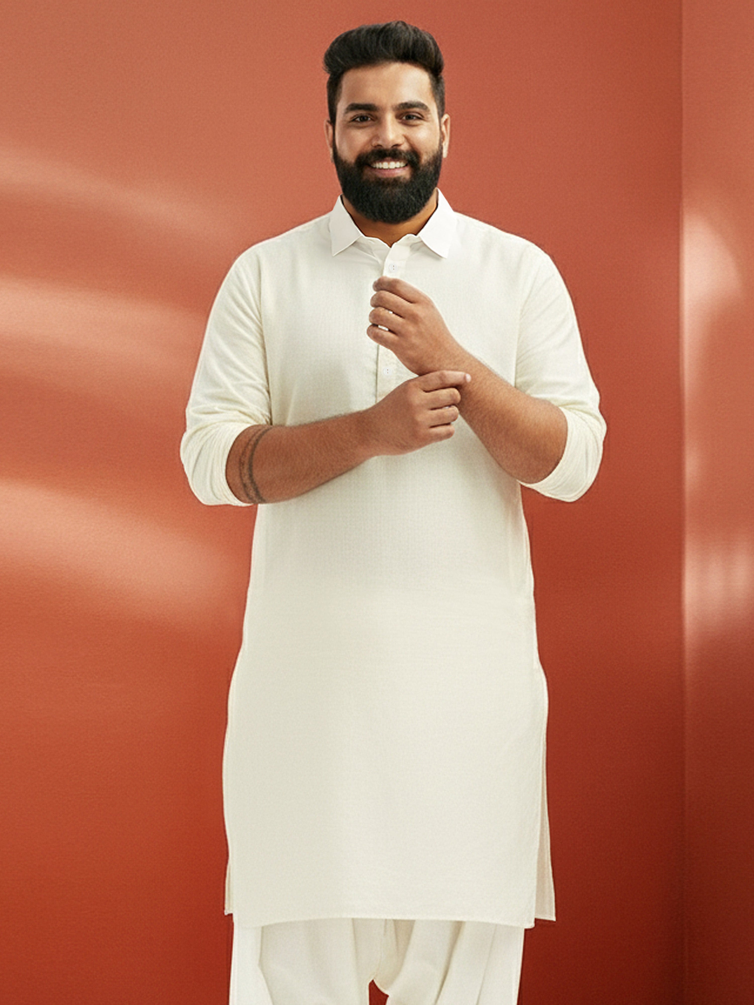 Men's Plus White Pathani Kurta