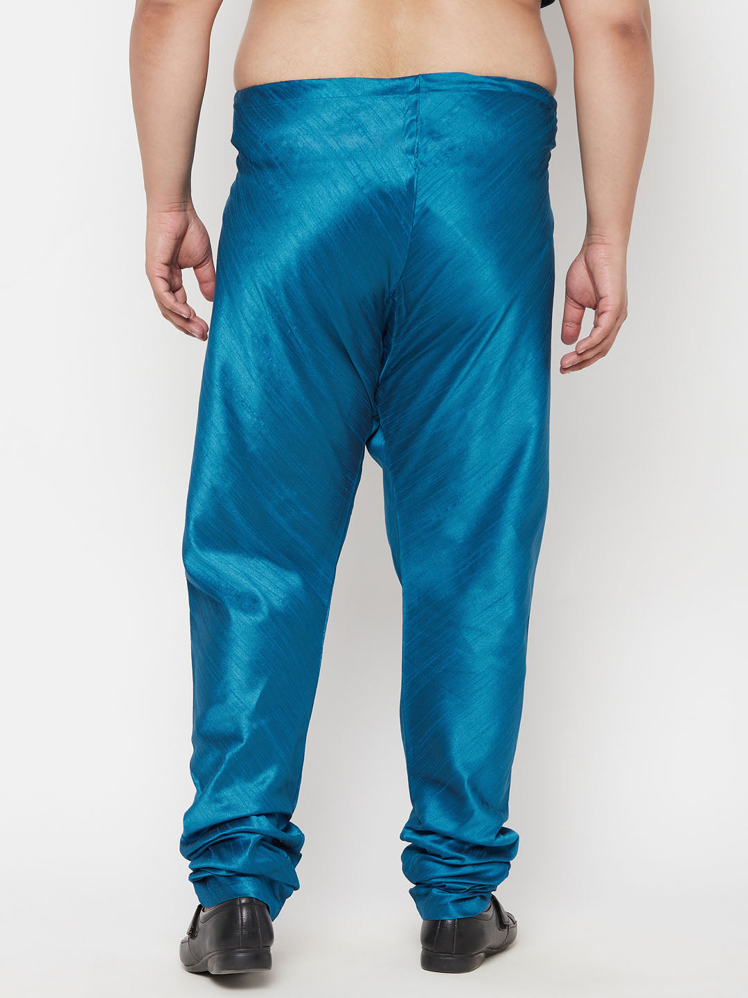 VASTRAMAY Men's Plus Size Turquoise Blue Cotton Silk Blend Pyjama