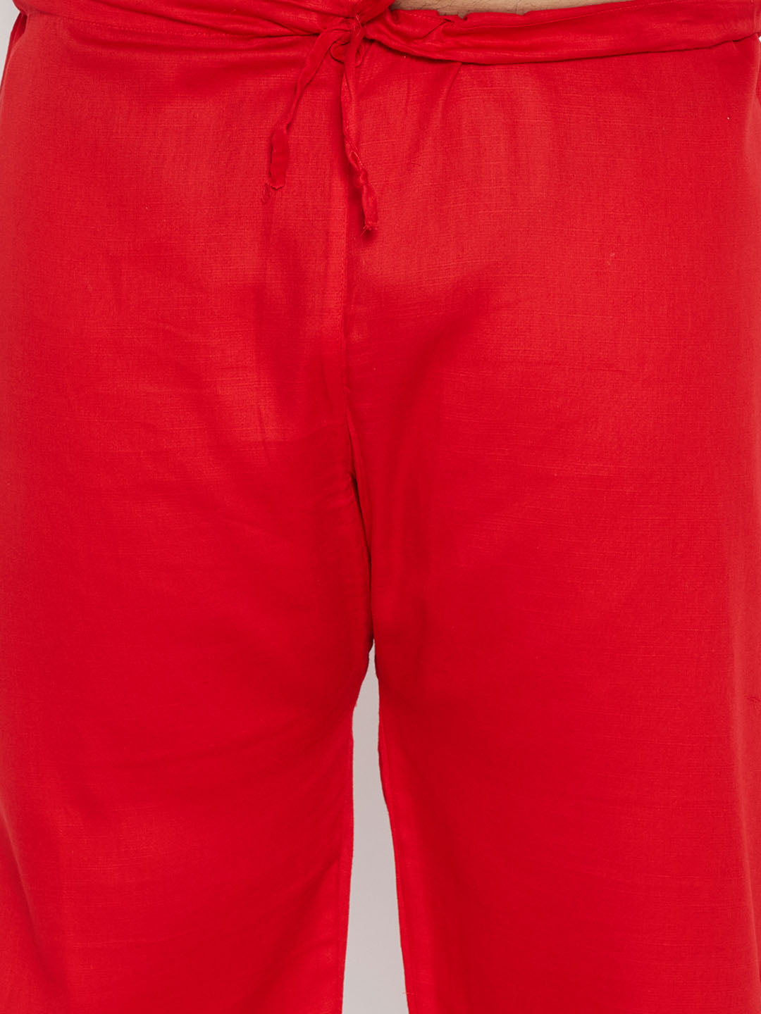 Men's Plus Size Red Cotton Blend Pathani Set