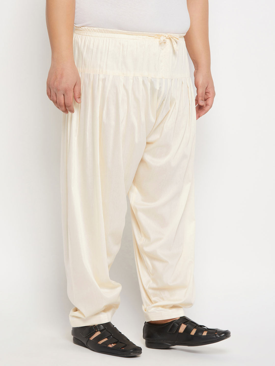 Men's Plus Size Cream Cotton Blend Patiala